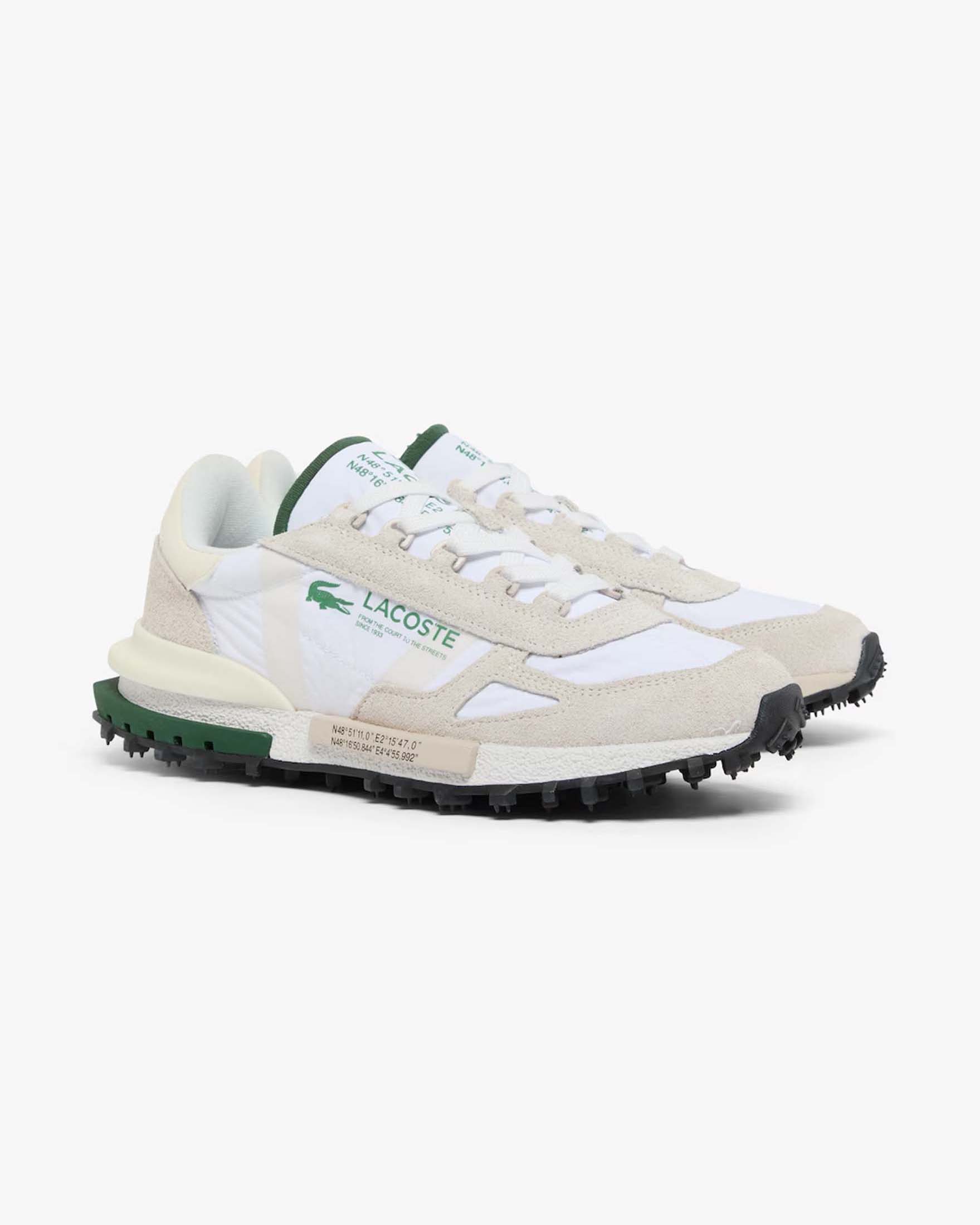 Sneakers running Elite Active Lacoste bianche in nylon e pelle scamosciata beige image