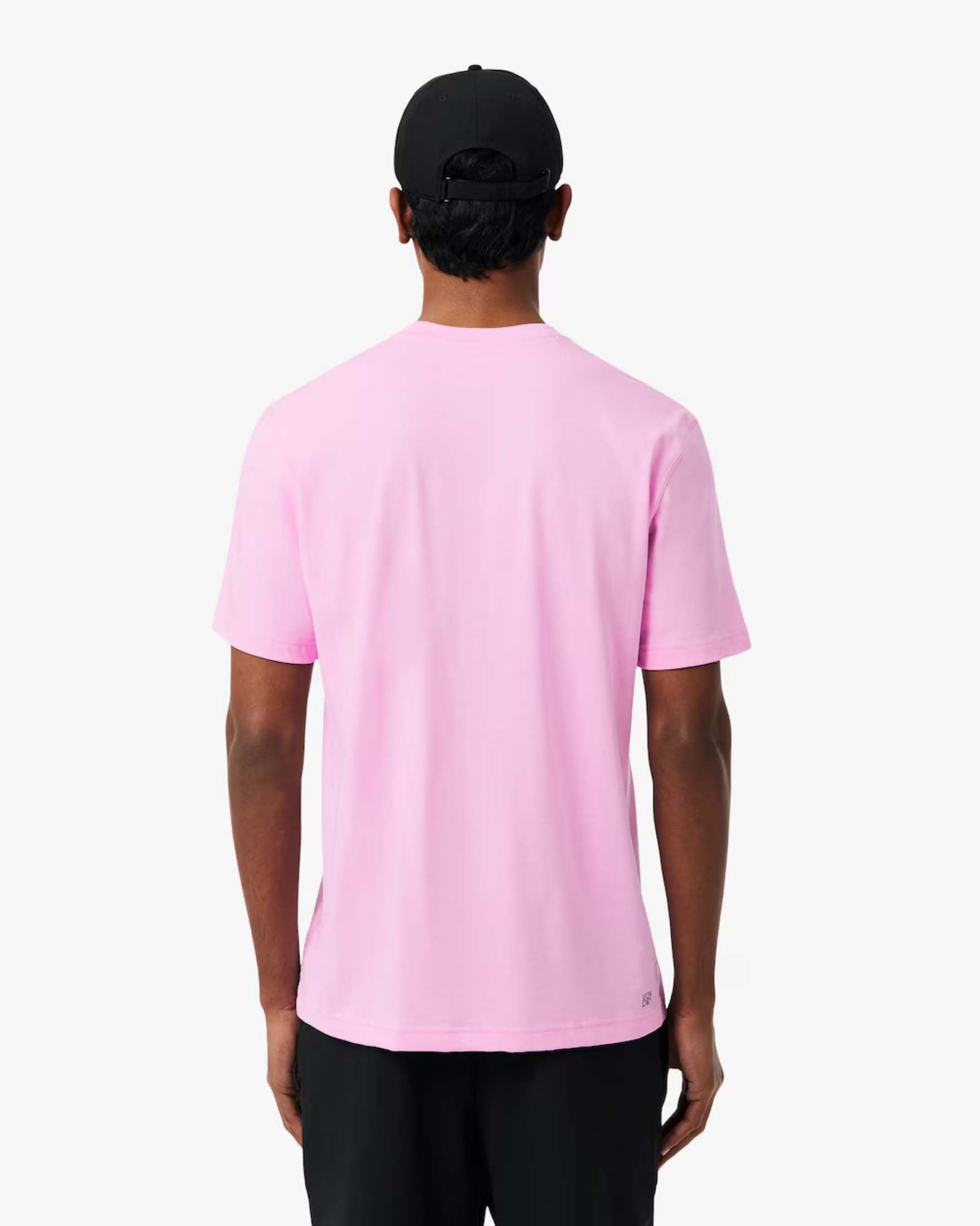 T-shirt Lacoste rosa mezza manica con logo coccodrillo ricamato in tono image