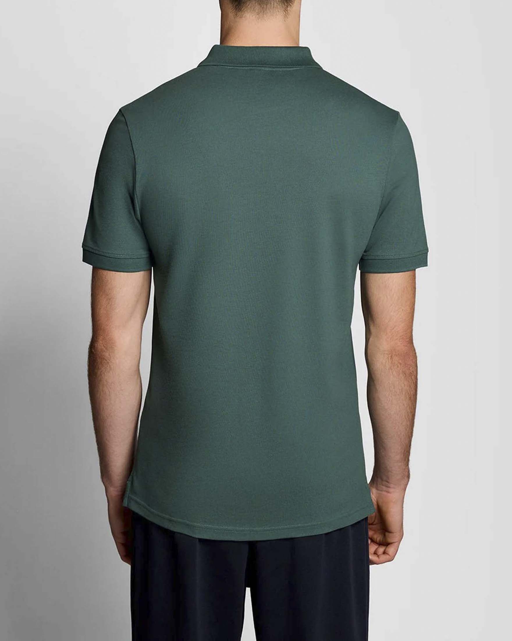 Polo Lyle & Scott verde mezza manica in piqué di cotone stretch con logo aquila gialla ricamato sul petto image