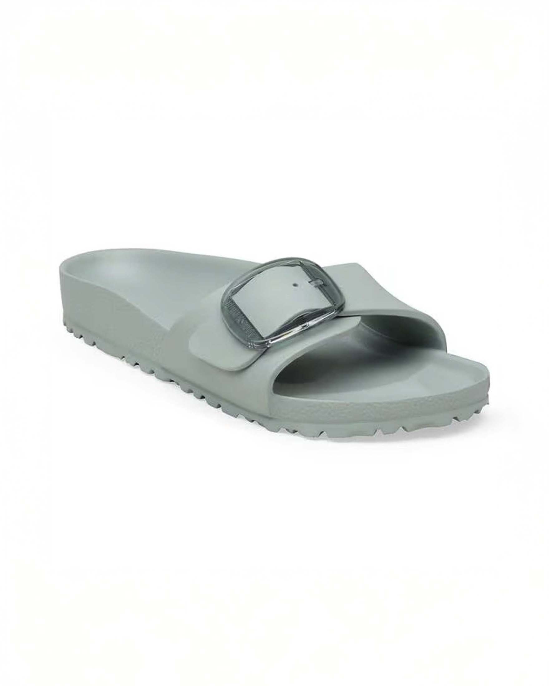 Sandalo Madrid Big Buckle Birkenstock verde salvia con fibbia in plastica inossidabile