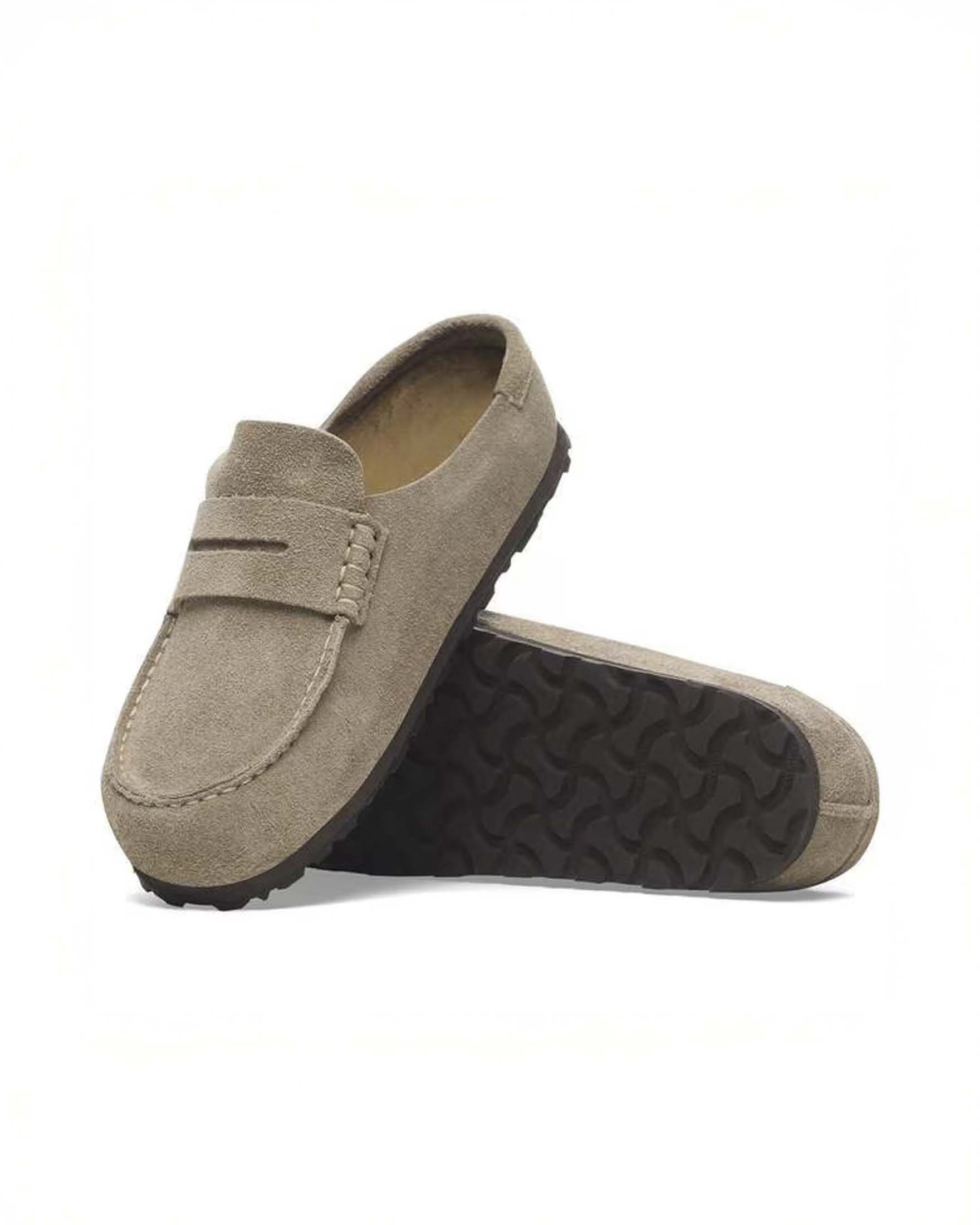 Sabot chiuso Naples Wrapped Birkenstock taupe in pelle scamosciata con suola comfort image