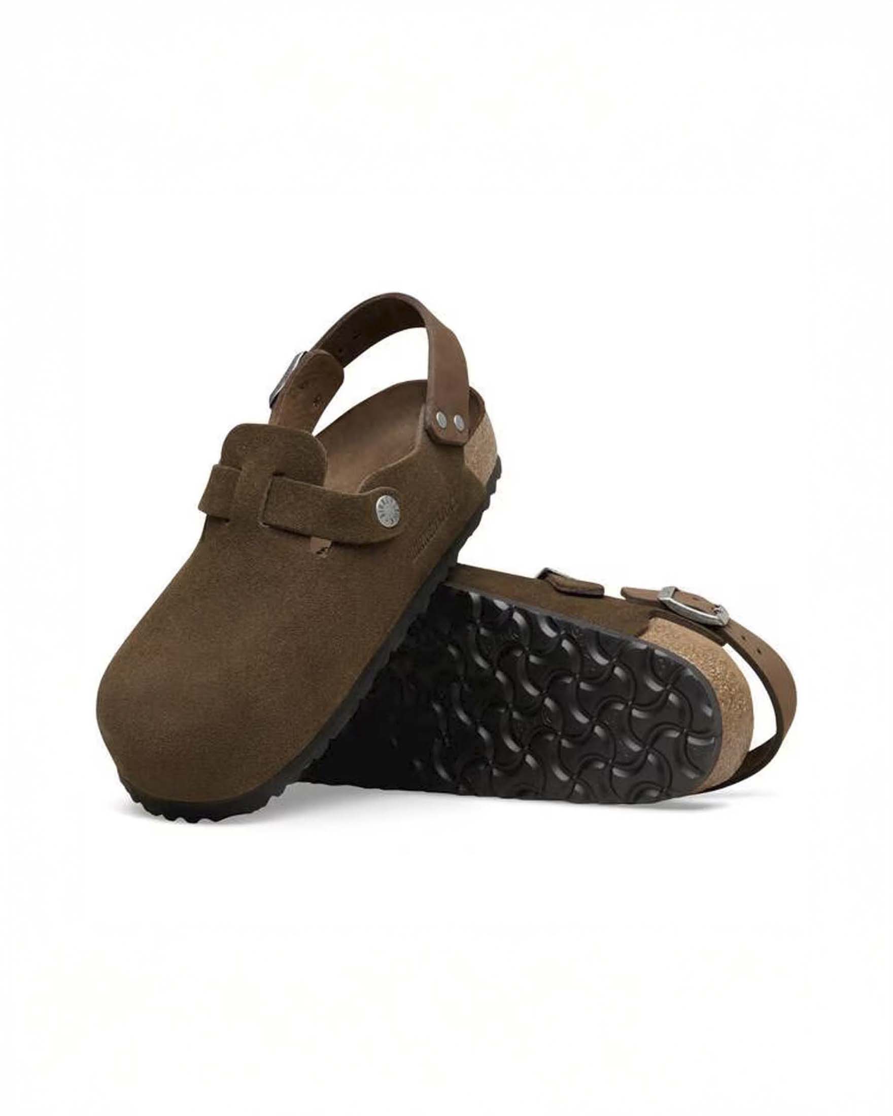 Sabot Tokio Birkenstock color moro in suede con cinturino sul retro image