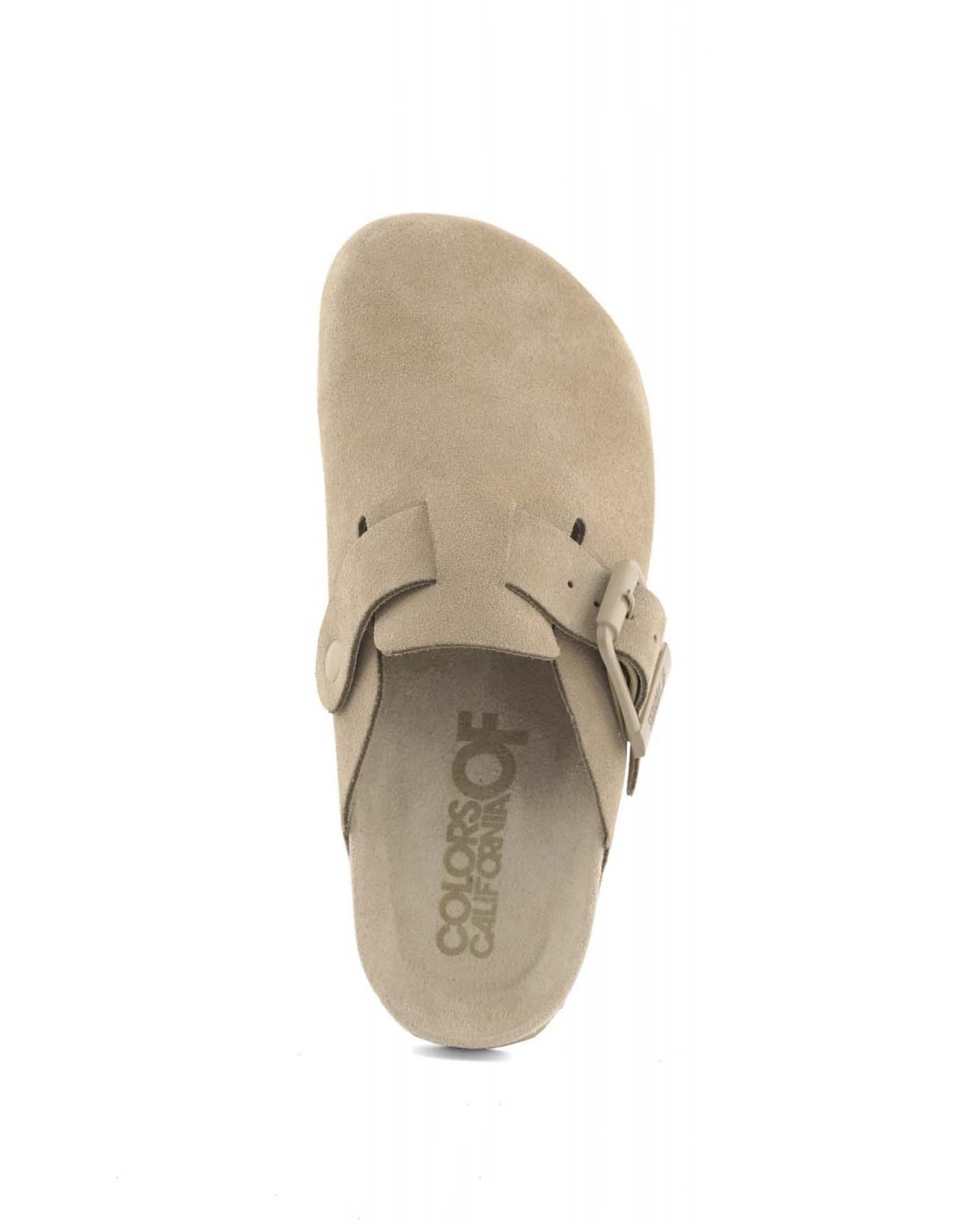 Sabot Colors of California in suede color khaki con fibbia tono su tono image