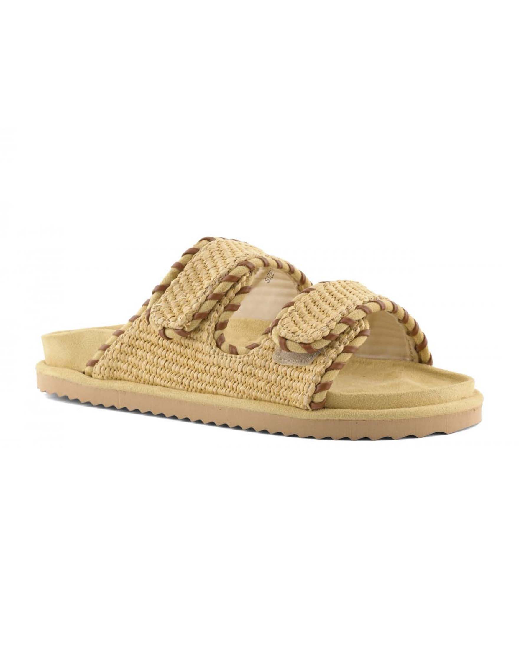 Sandali Colors of California in rafia naturale a doppia fascia regolabili con velcro