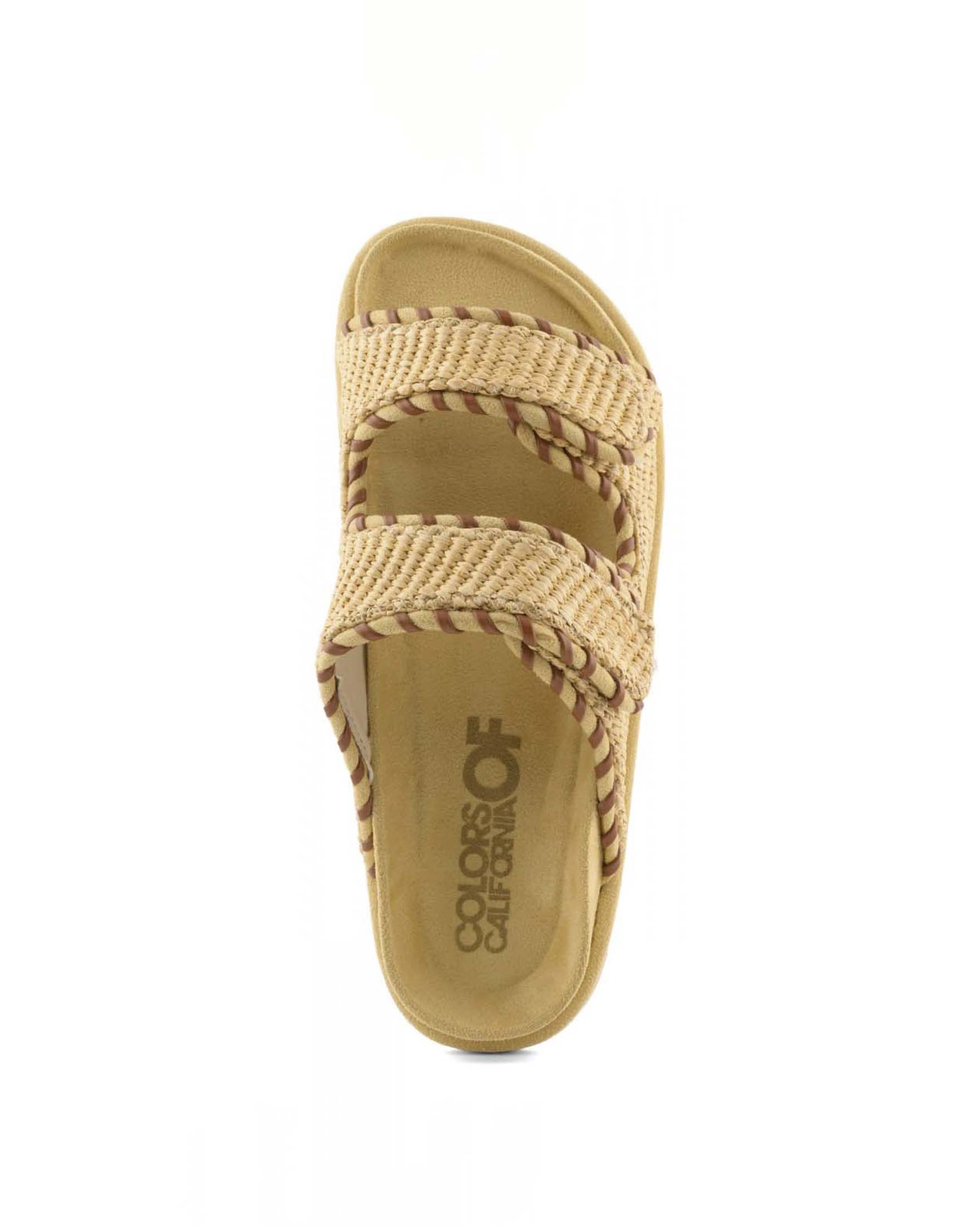 Sandali Colors of California in rafia naturale a doppia fascia regolabili con velcro image
