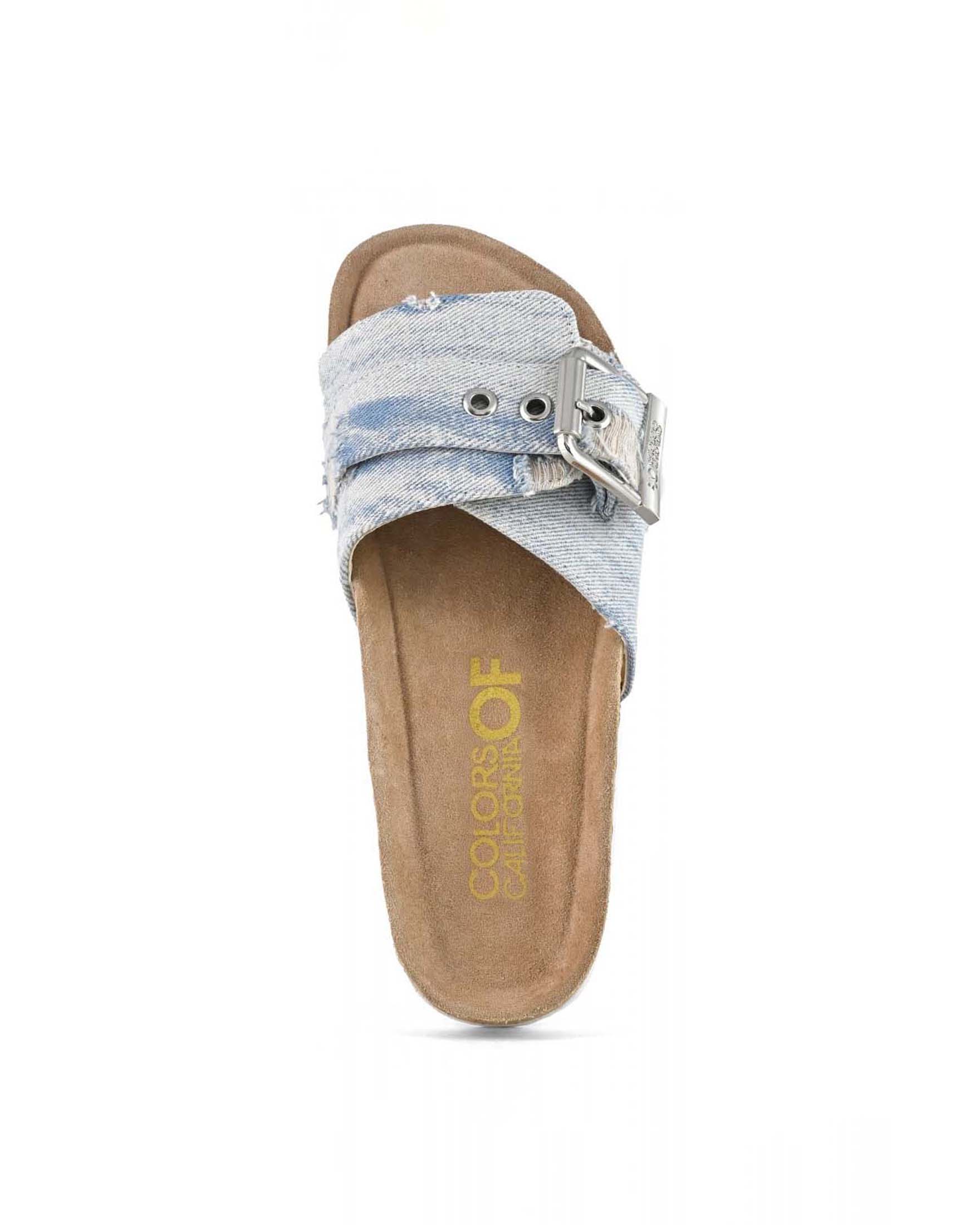Sandali Colors of California monofascia in denim blu chiaro con fibbia logata image