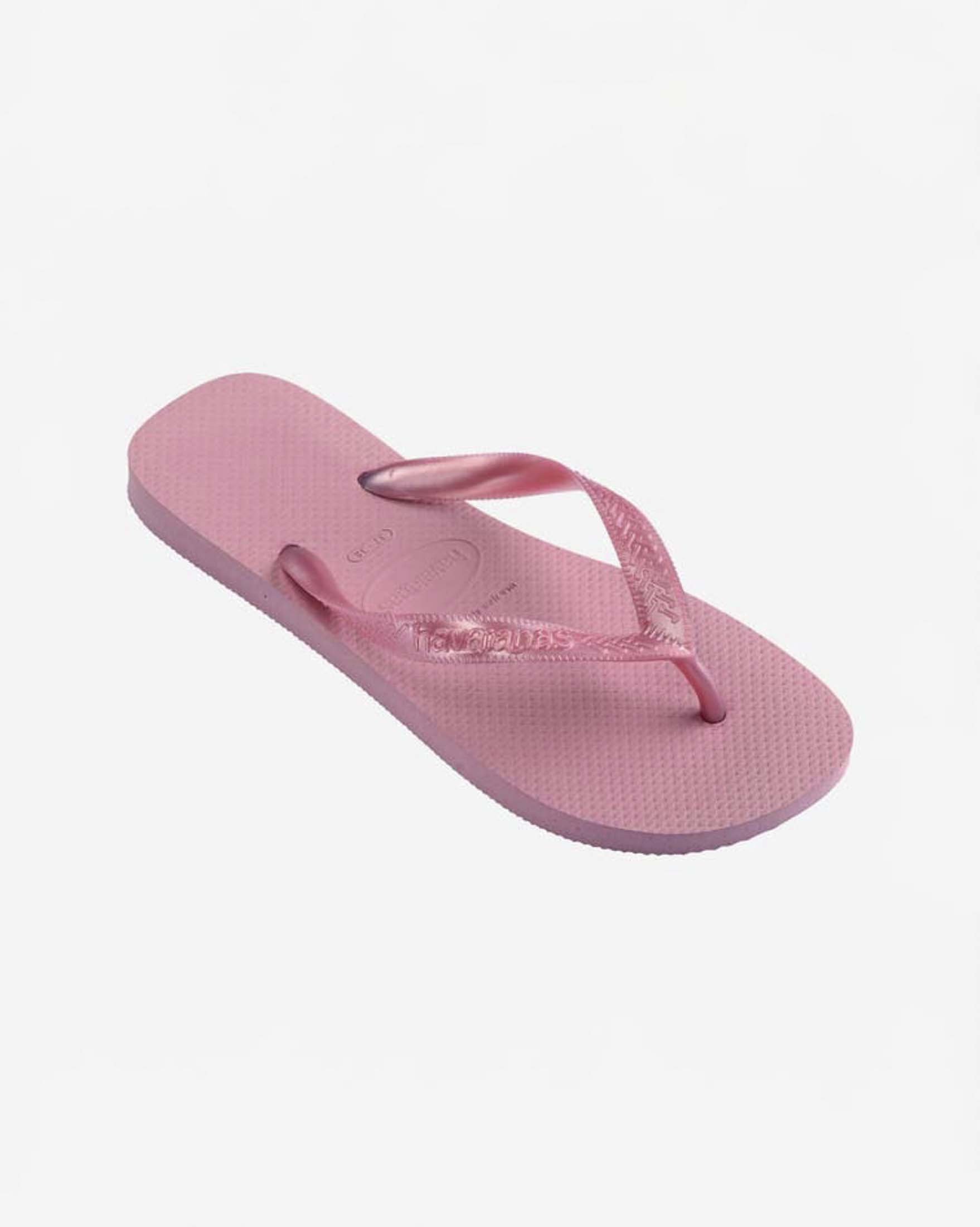 Ciabatte Top Senses Havaianas rosa in gomma con infradito metallizzato