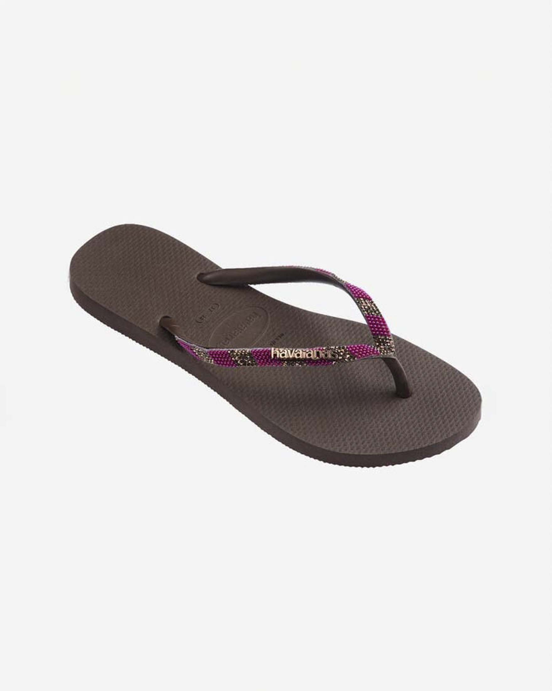 Ciabatte infradito Slim Glow Havaianas marroni con perline sui cinturini