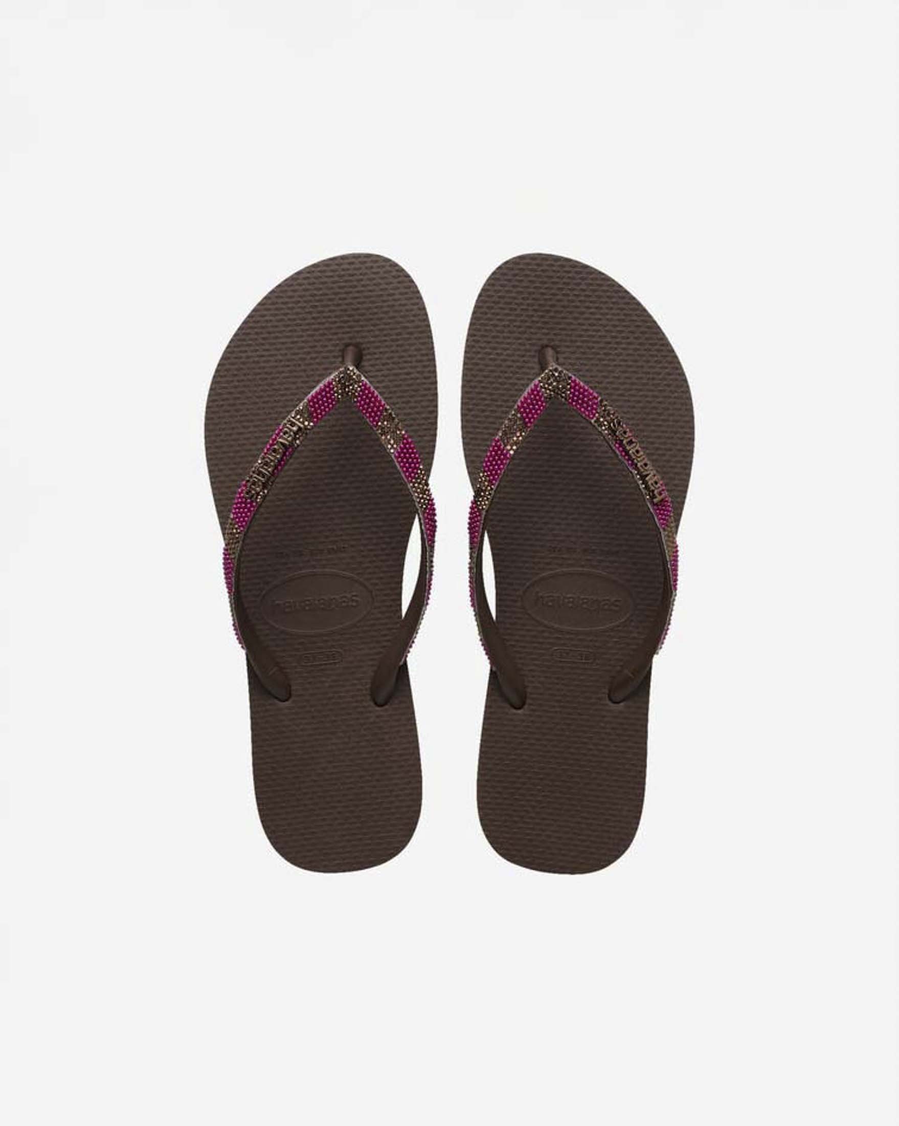 Ciabatte infradito Slim Glow Havaianas marroni con perline sui cinturini image