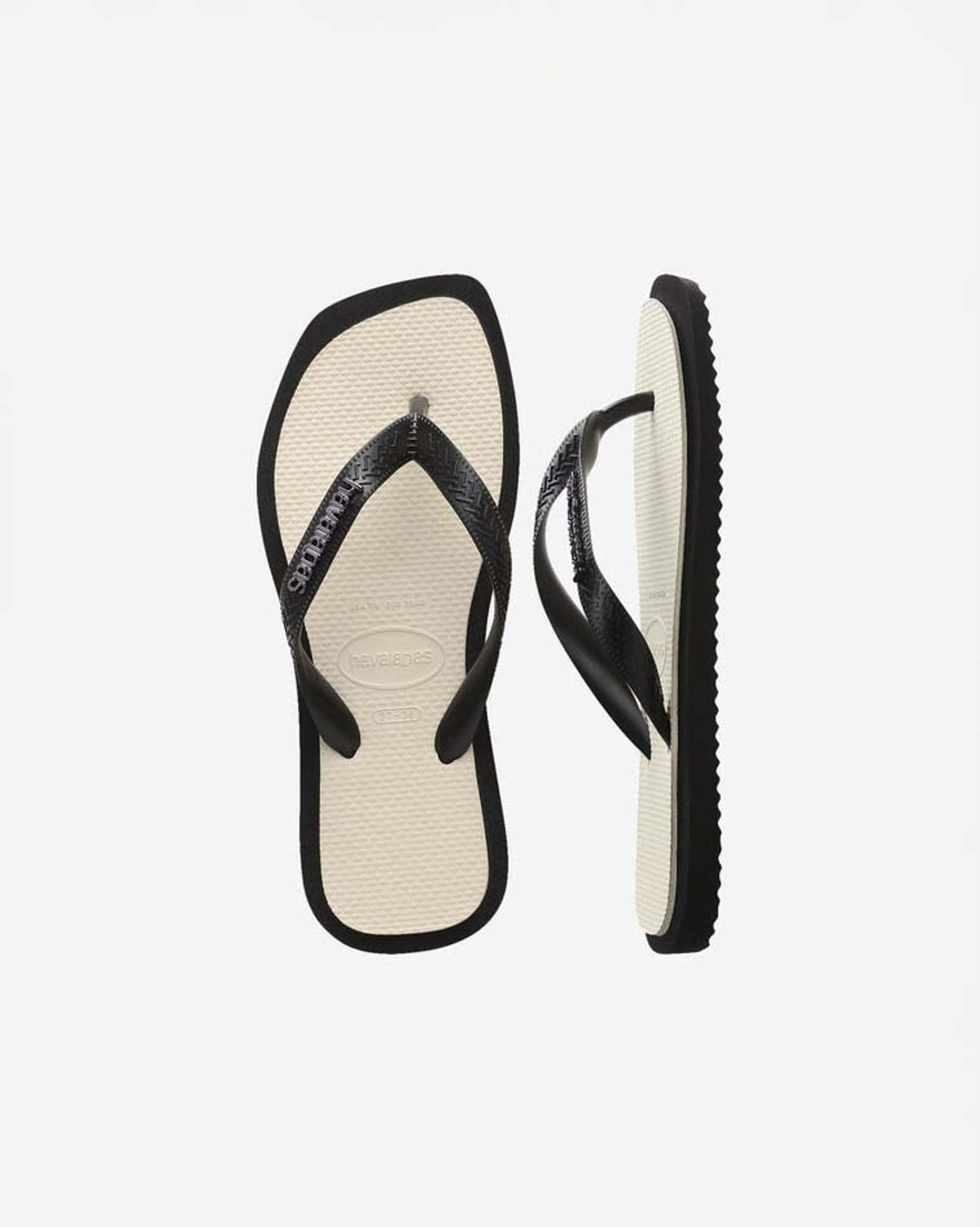 Ciabatte infradito Top Square Fusion Havaianas bianca con fascette e profili dquadrati neri