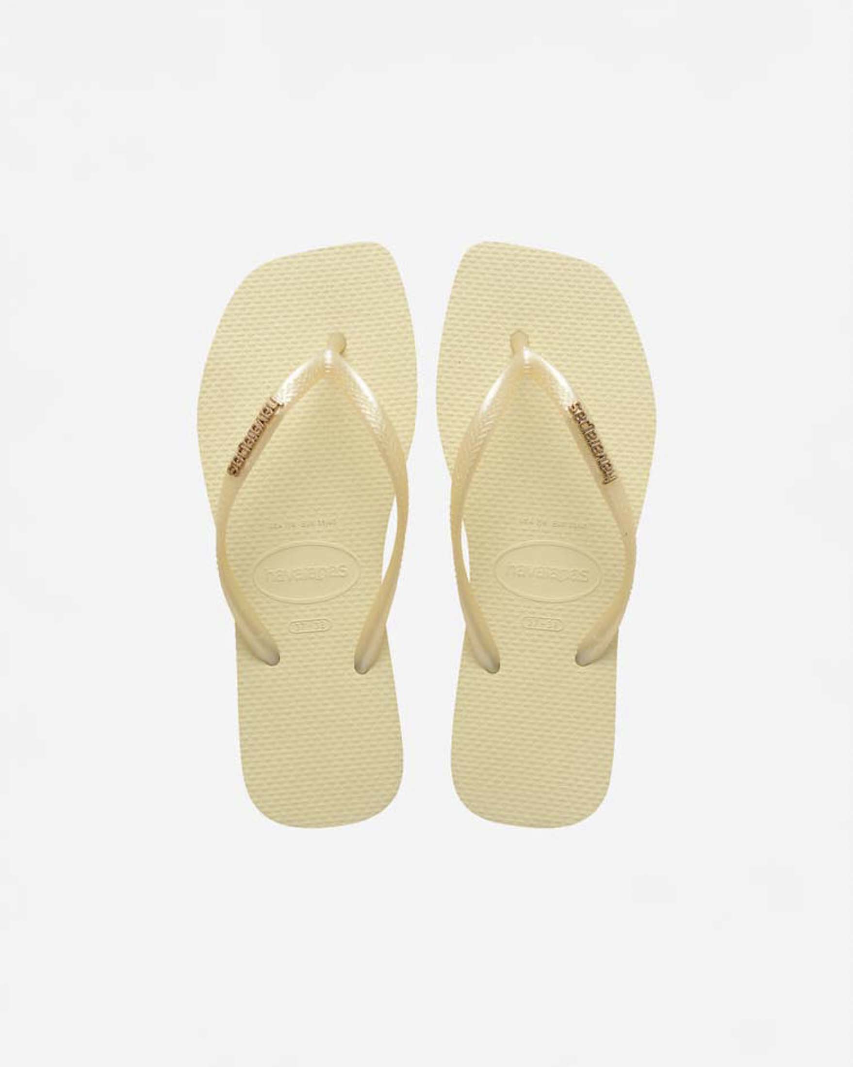 Ciabatte infradito Slim Square Logo metallic Havaianas burro con punta squadrata e fascette perlate image