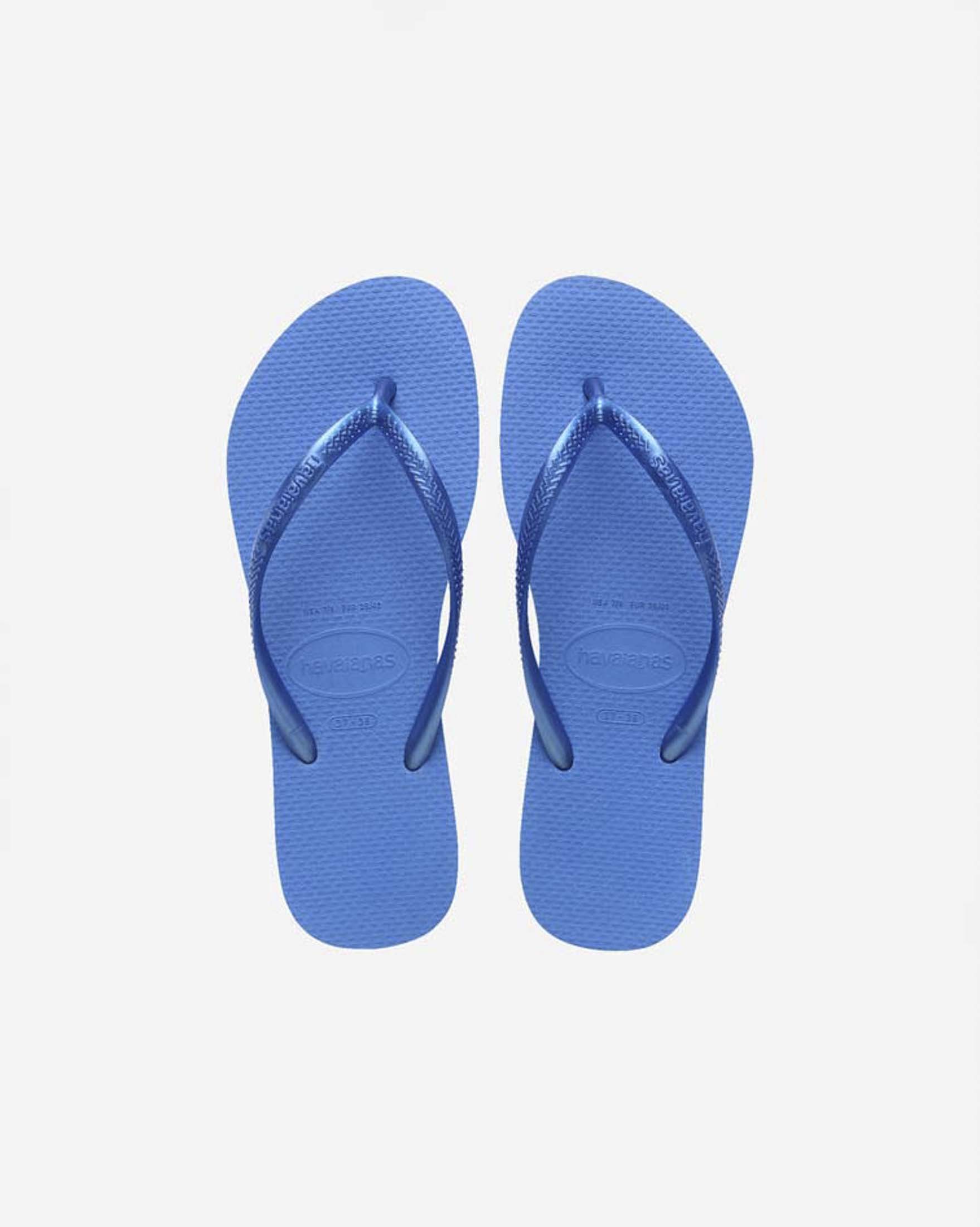 Ciabatte infradito Slim Havaianas celesti con fascette metallizzate image