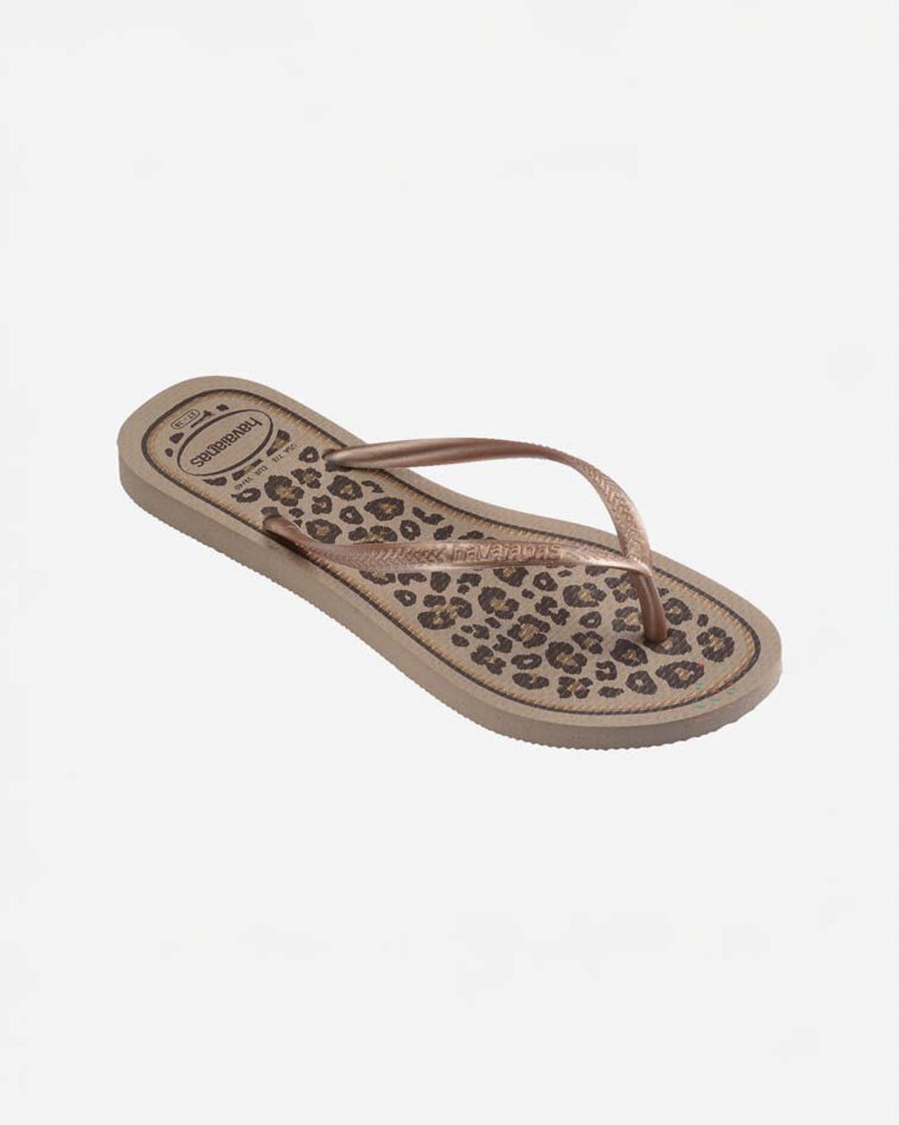 Ciabatte infradito Slim Animals Havaianas rose gold con stampa leopardata