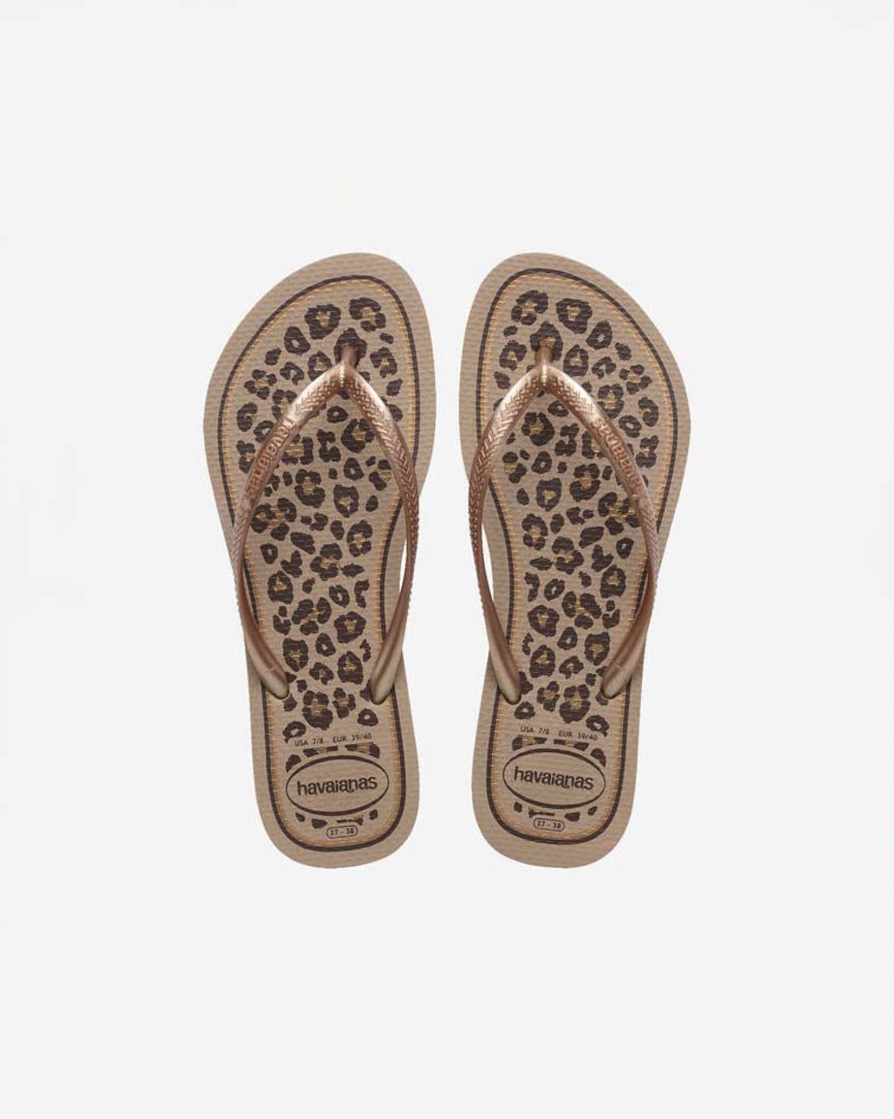 Ciabatte infradito Slim Animals Havaianas rose gold con stampa leopardata image