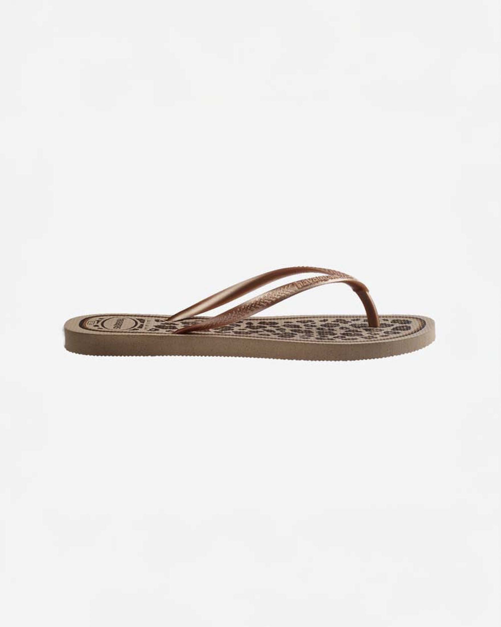 Ciabatte infradito Slim Animals Havaianas rose gold con stampa leopardata