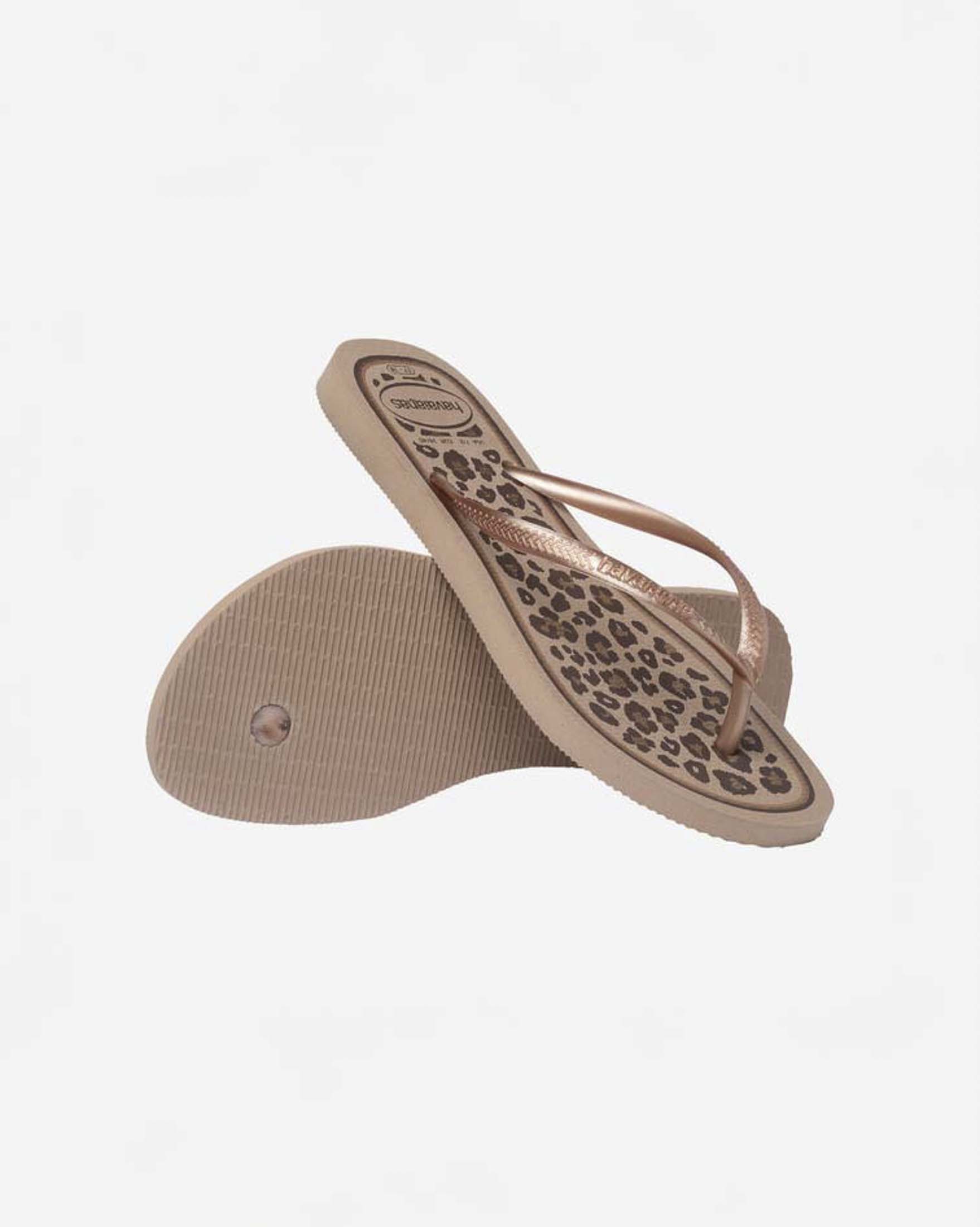 Ciabatte infradito Slim Animals Havaianas rose gold con stampa leopardata