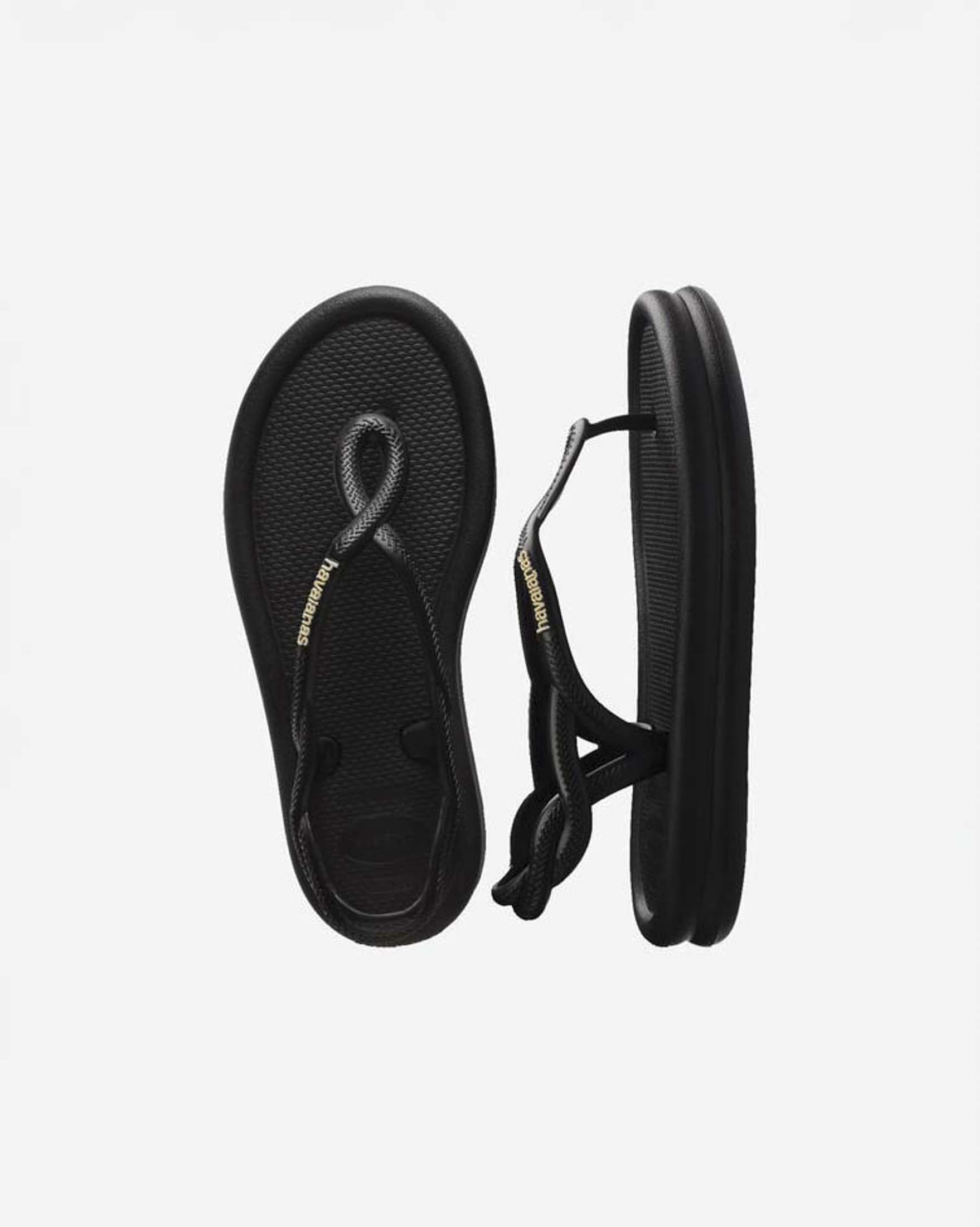 Sandali infradito Luna Puffed Up Havaianas neri con fasce effetto intrecciato