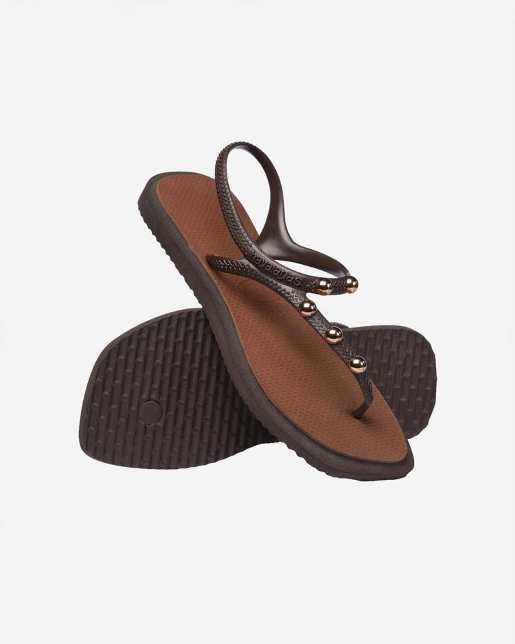 Sandali infradito Flash Fusion Havaianas marroni e coccio con borchie sulle fascette