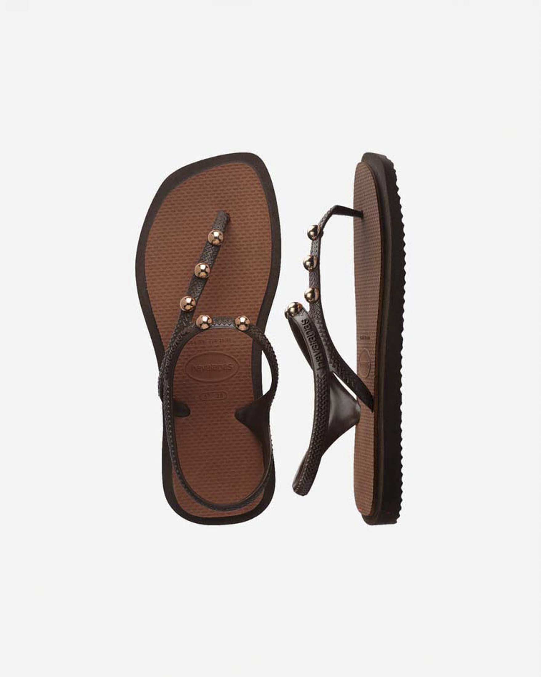 Sandali infradito Flash Fusion Havaianas marroni e coccio con borchie sulle fascette