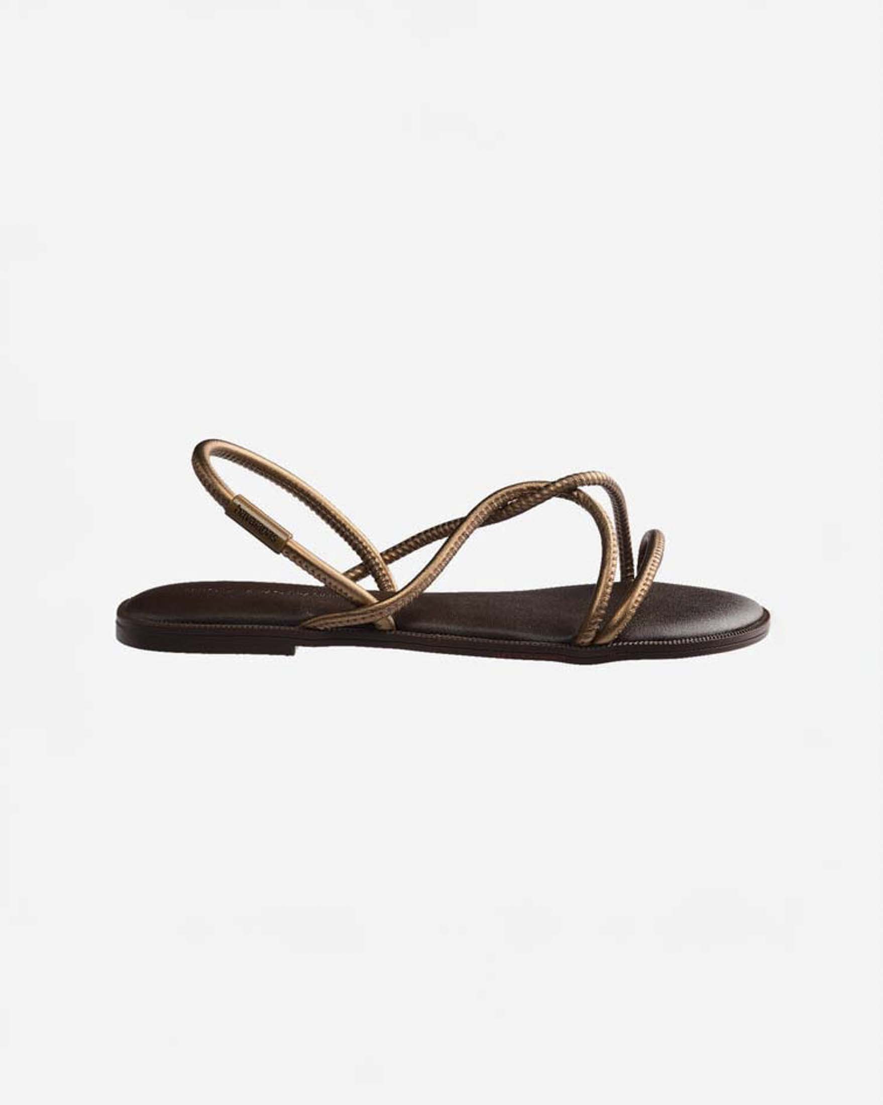 Sandali flat Una Manga Havaianas marroni e bronzo con fasce intrecciate e anello metallico sul retro