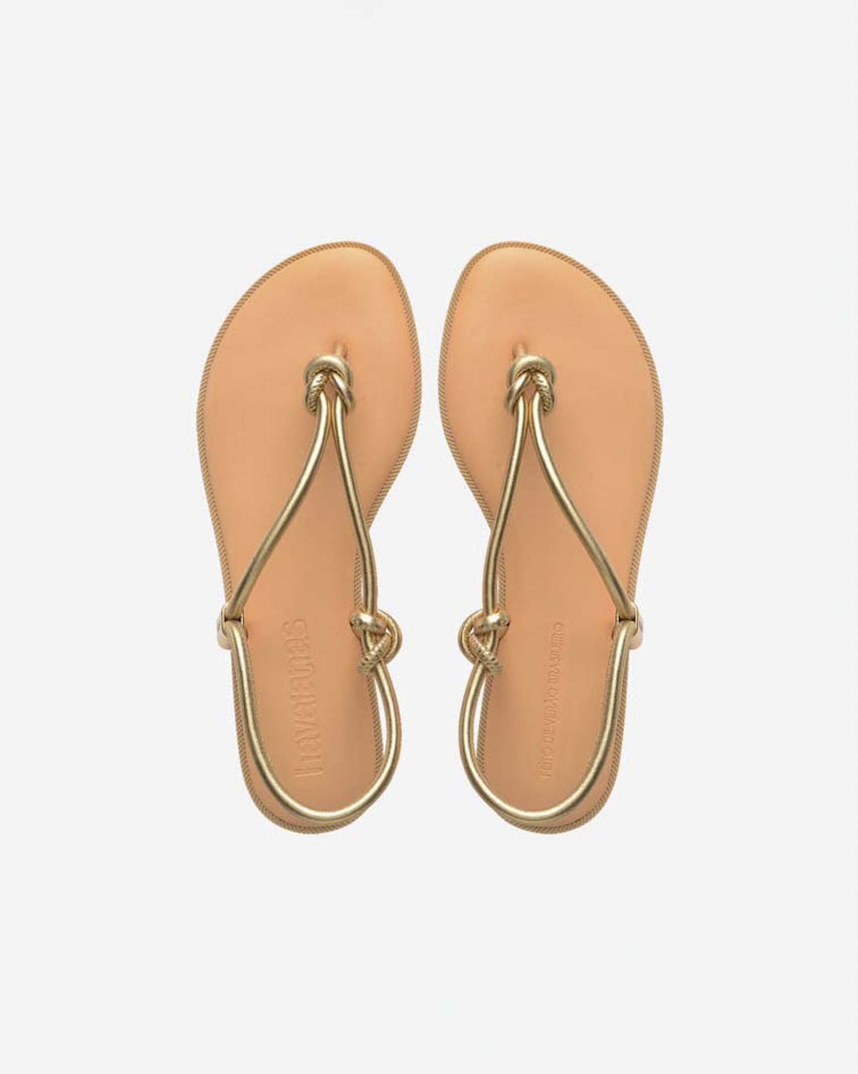 Sandali infradito Una Açaí Havaianas nude e oro con fascette tubolari e logo metallico a lato