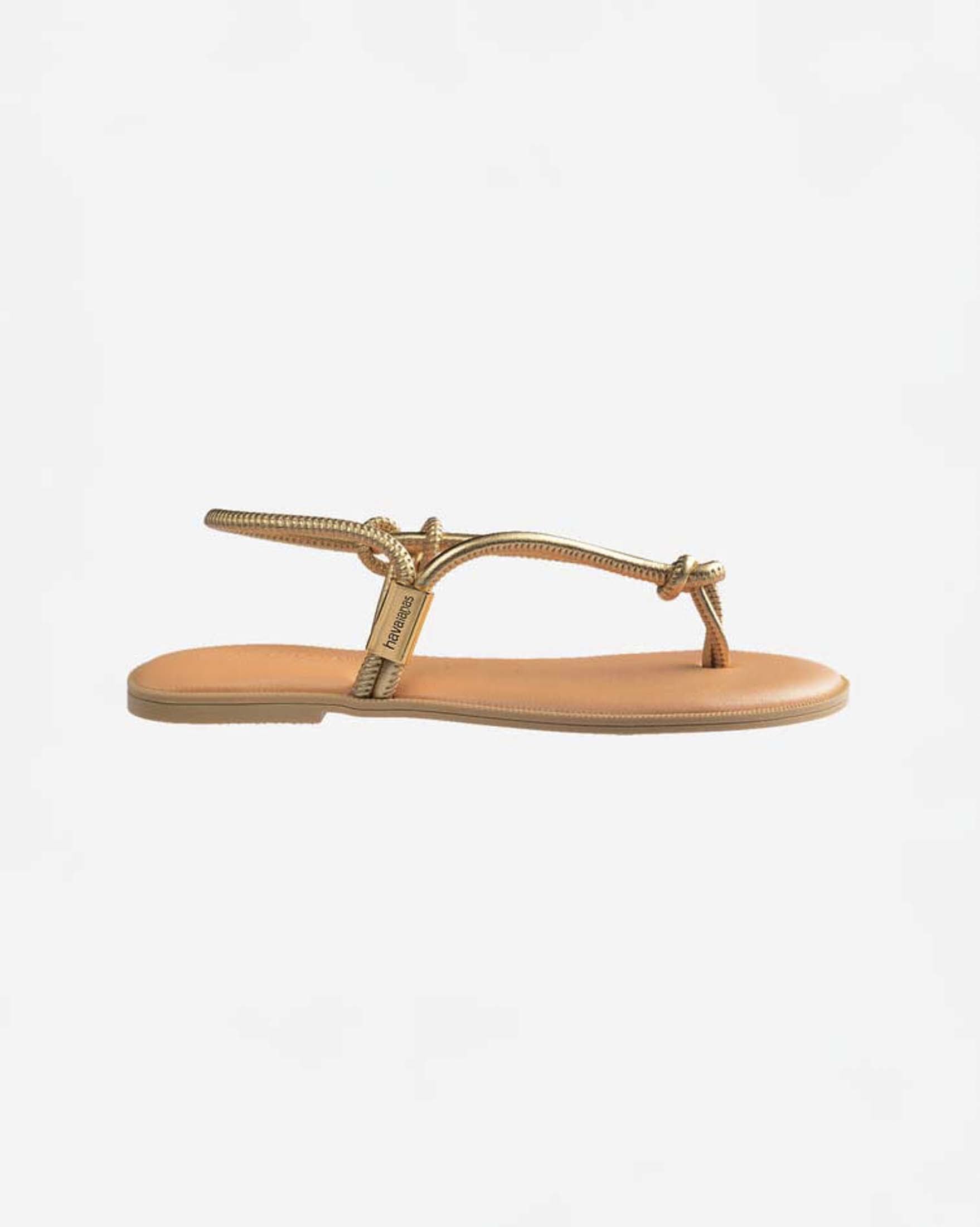 Sandali infradito Una Açaí Havaianas nude e oro con fascette tubolari e logo metallico a lato