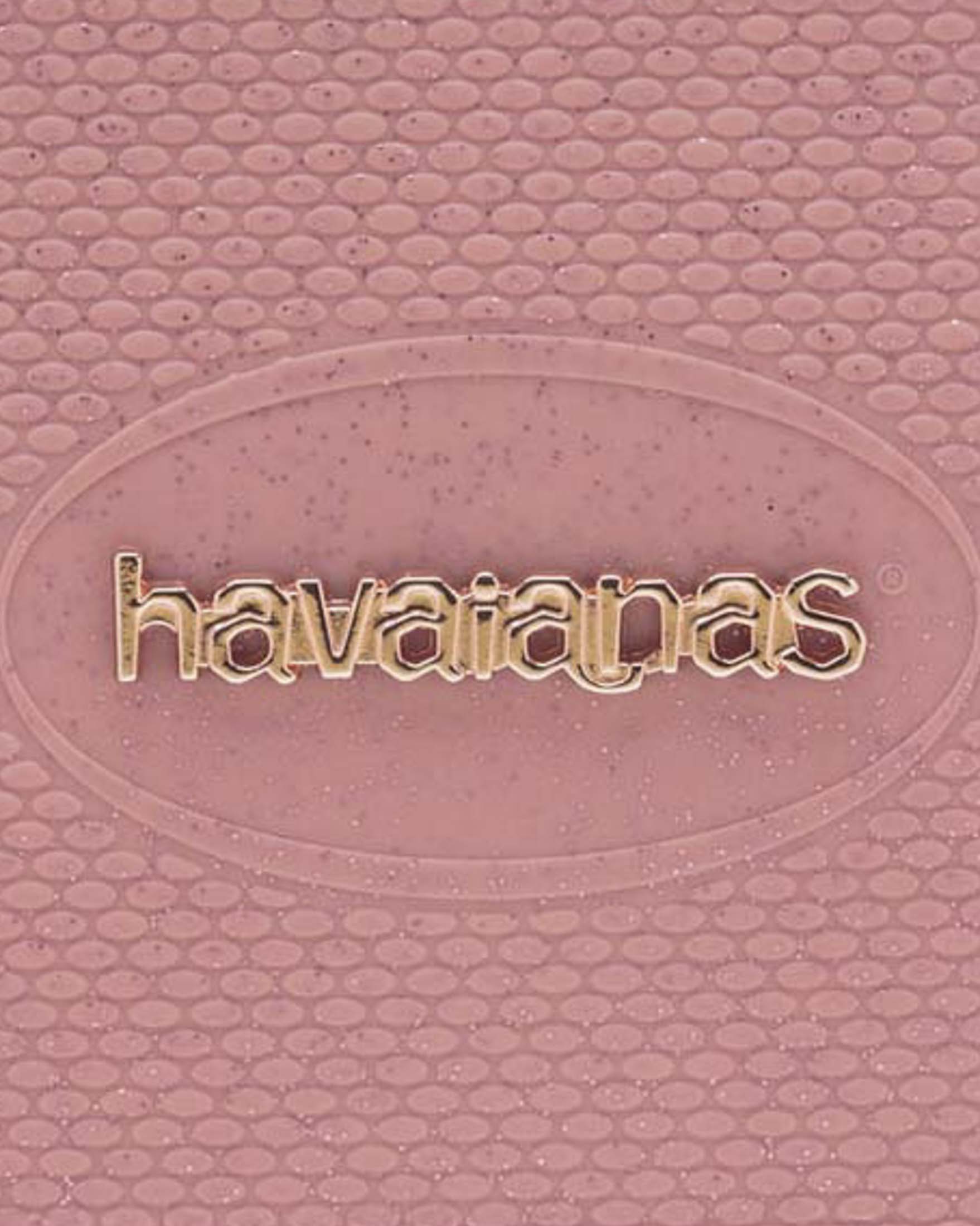 Beach Necessaire Glitter Havaianas rosa gold in silicone con glitter dotata di zip e passamano abbinato