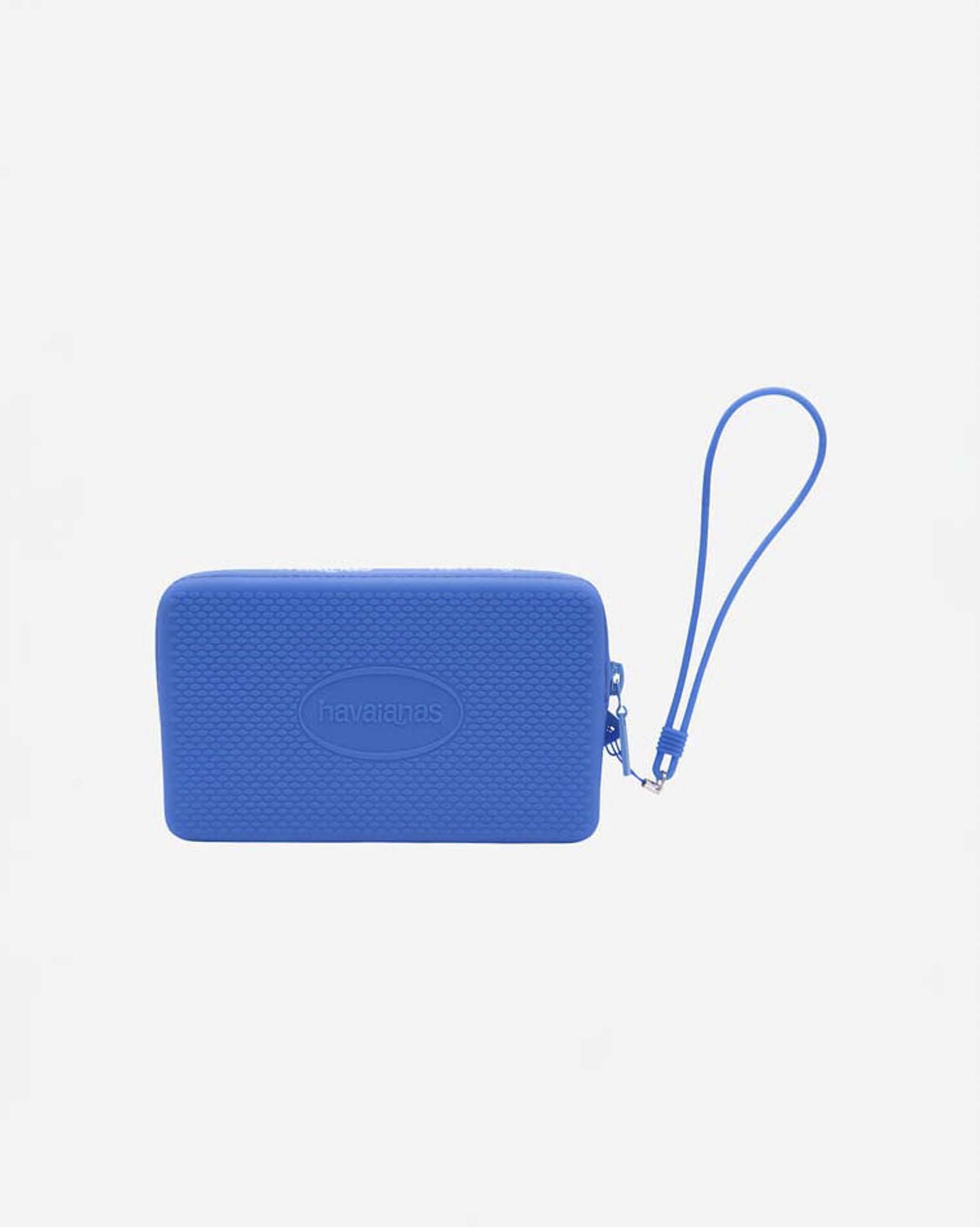 Mini Bag Logo Havaianas celeste in silicone con chiusura zip e passamano abbinato