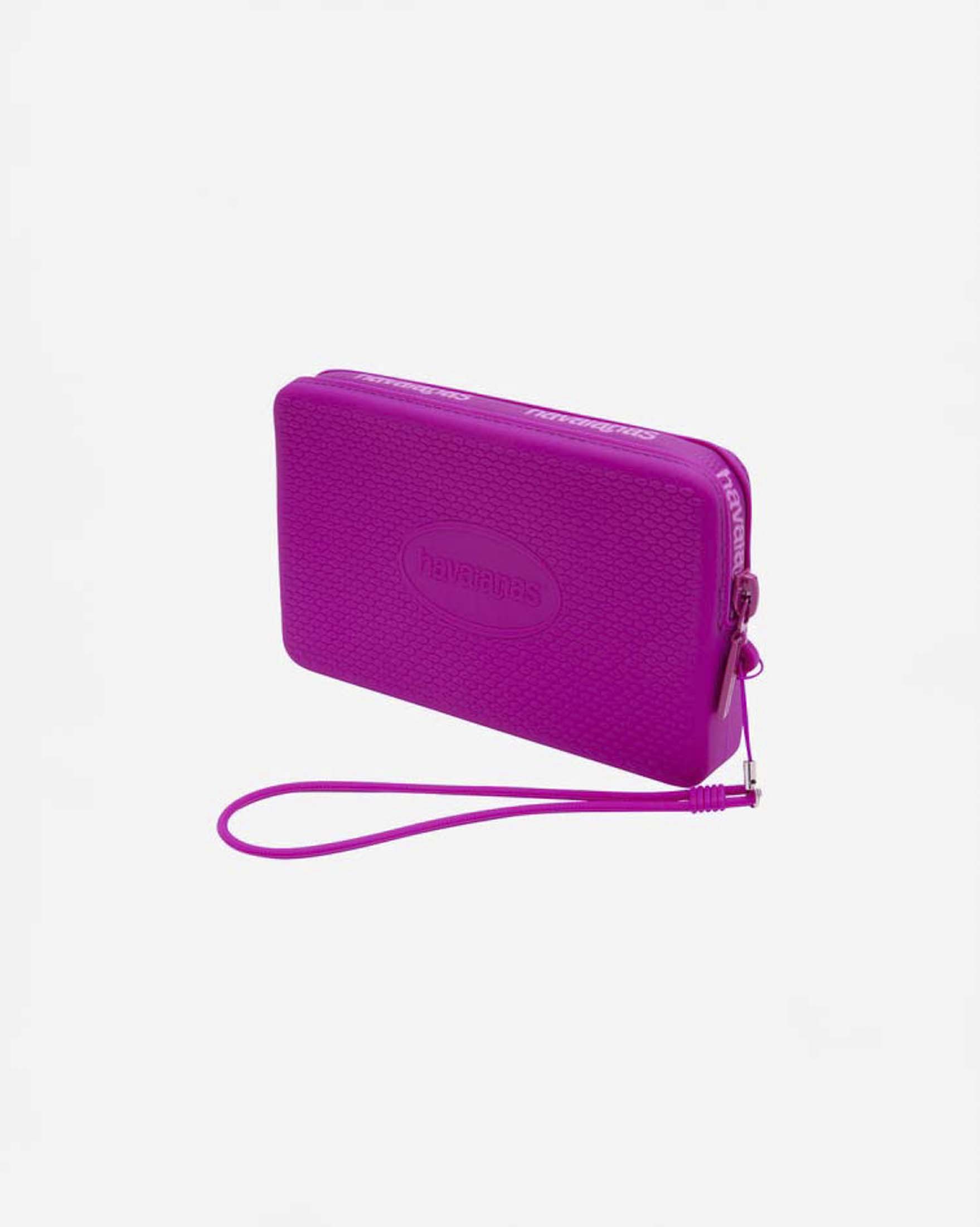 Mini Bag Logo Havaianas fucsia in silicone con chiusura zip e passamano abbinato
