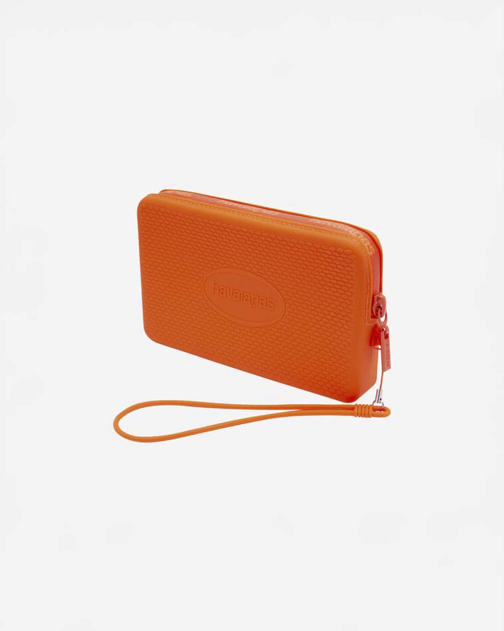 Mini Bag Logo Havaianas arancione in silicone con chiusura zip e passamano abbinato