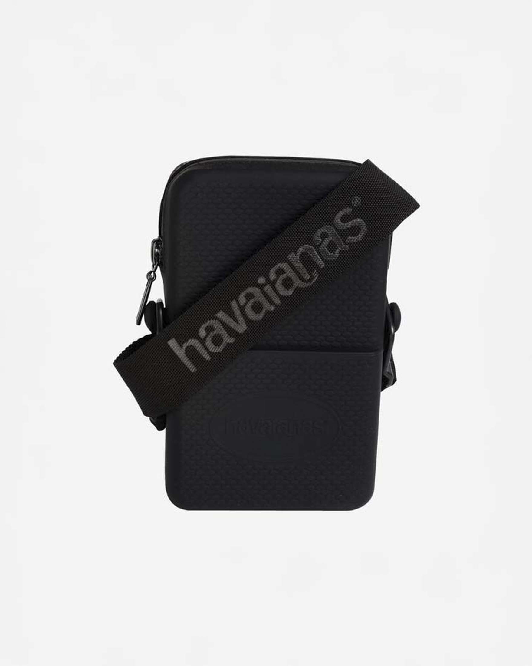 Street Bag Havaianas nera in silicone con tracolla regolabile e chiusura zip