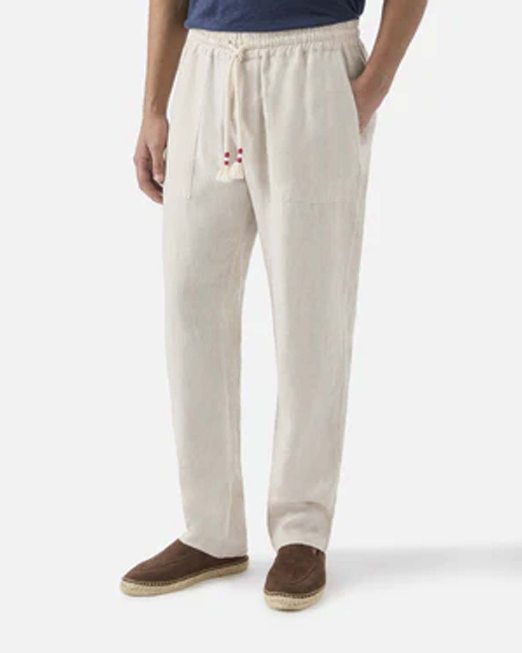 Pantalaccio Calais panna in puro lino