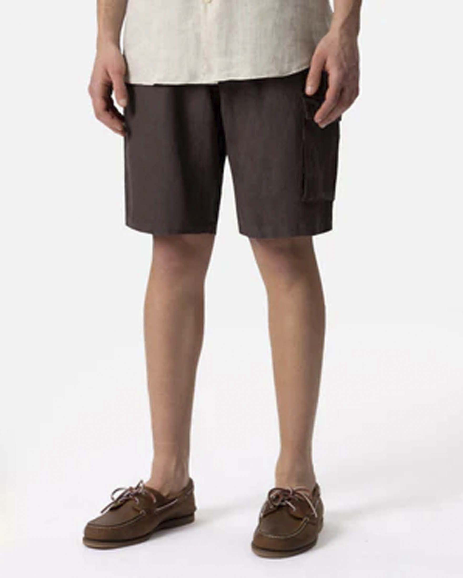 Bermuda tasconato marrone in puro lino