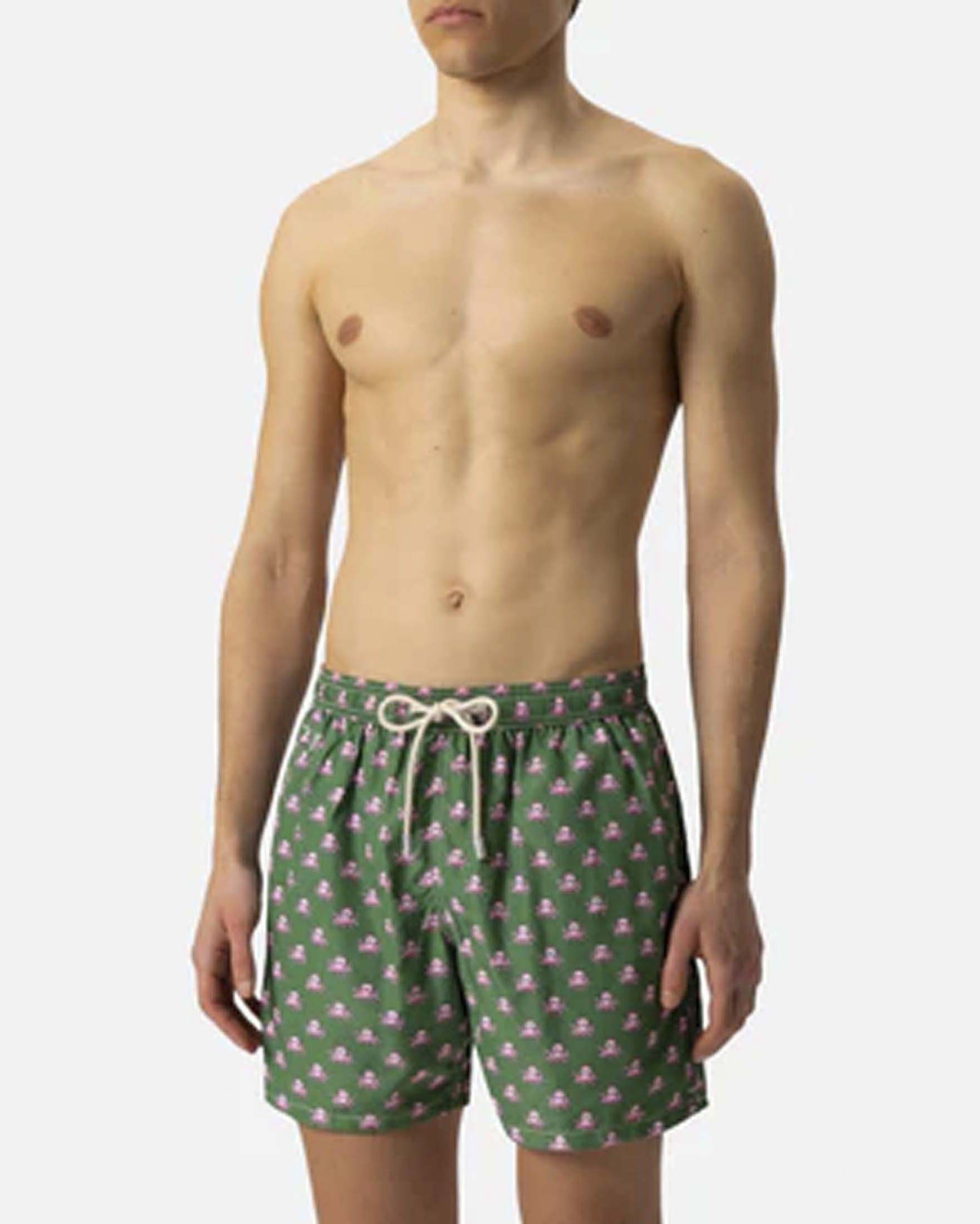 Boxer mare verde con stampa polipetti rosa