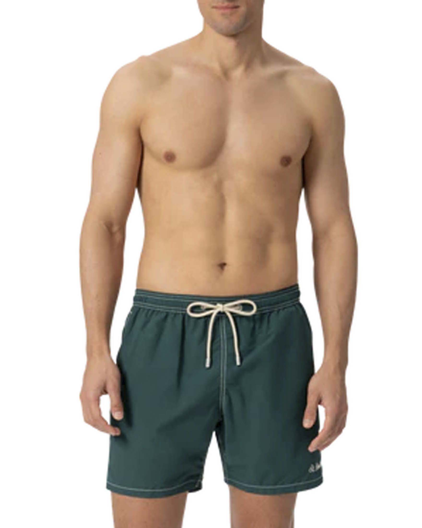 Boxer mare Patmos verde con cuciture a contrasto