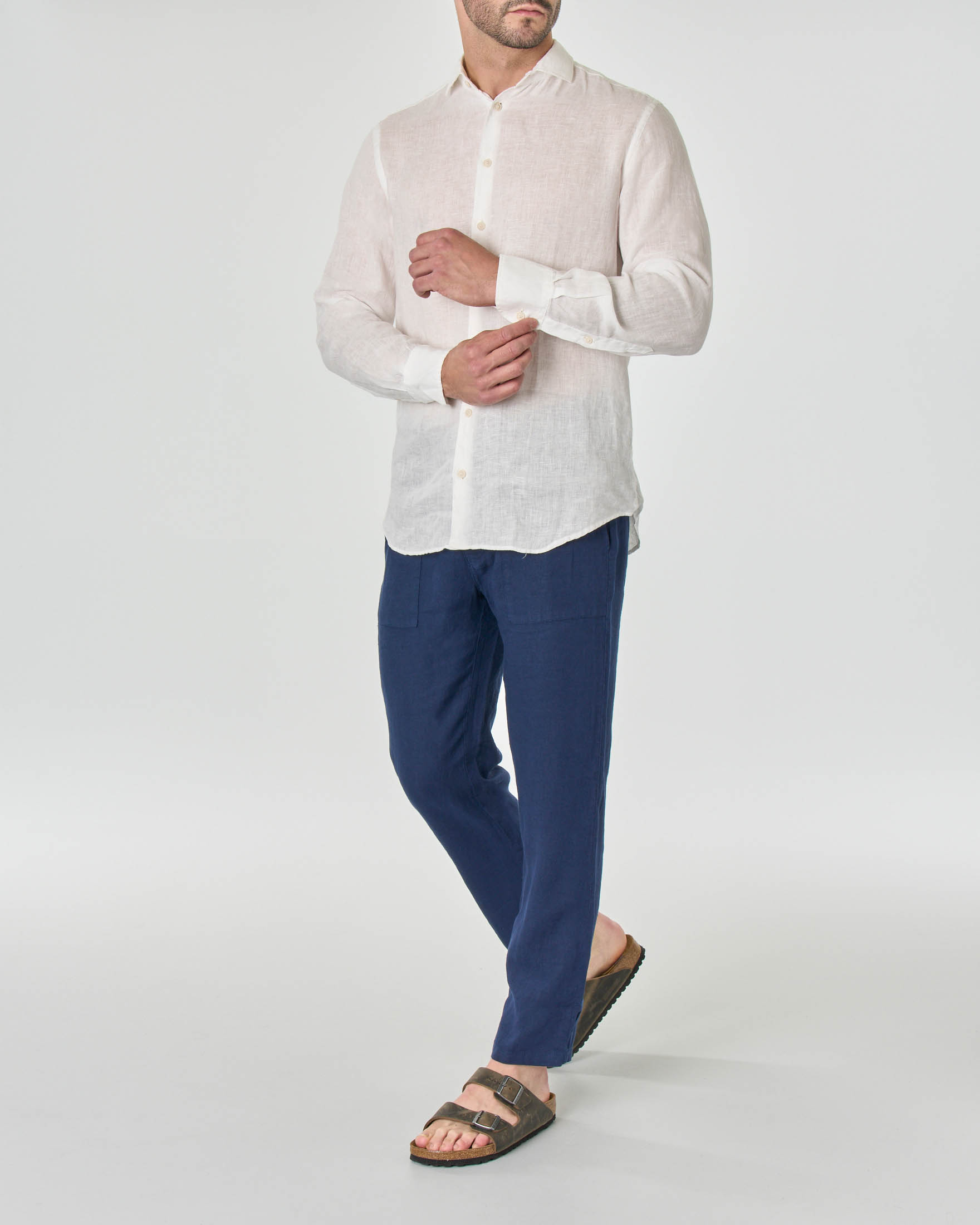 Camicia bianca MC2 Saint Barth in puro lino con collo alla francese