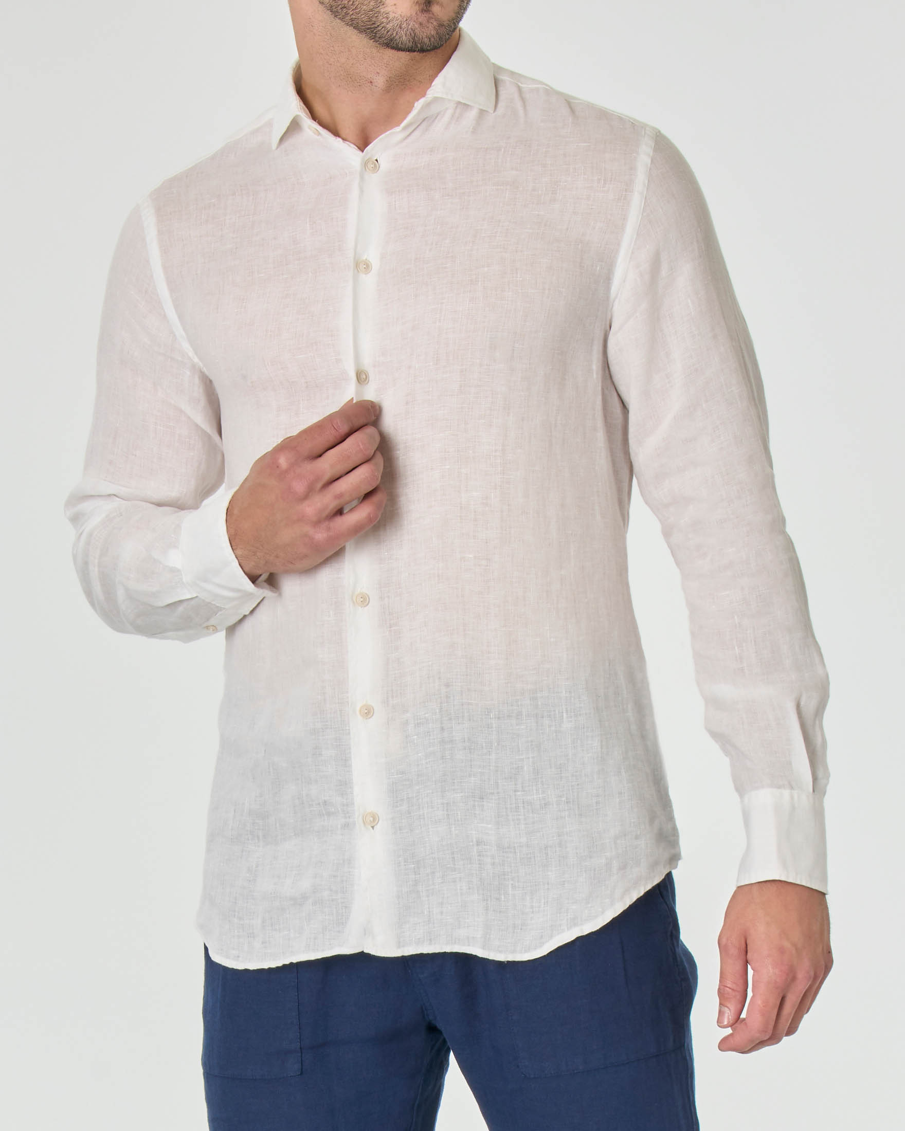 Camicia bianca MC2 Saint Barth in puro lino con collo alla francese image