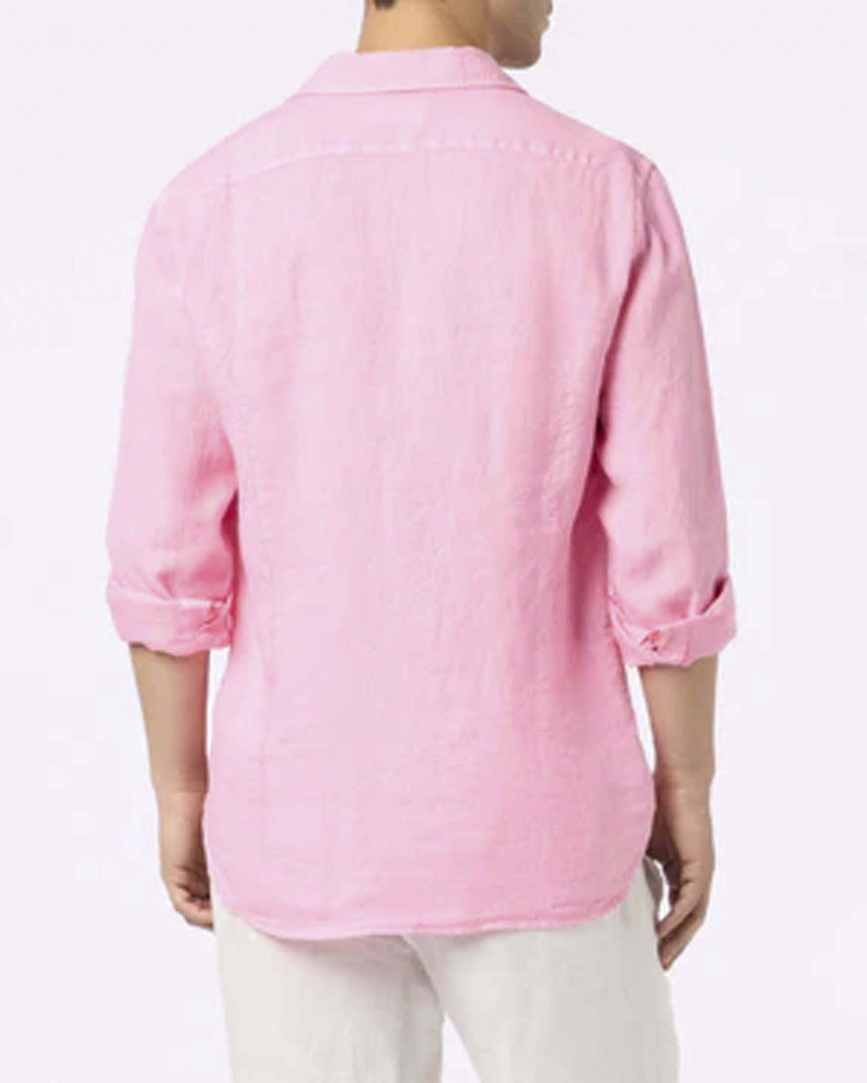 Camicia rosa MC2 Saint Barth in puro lino con collo alla francese image