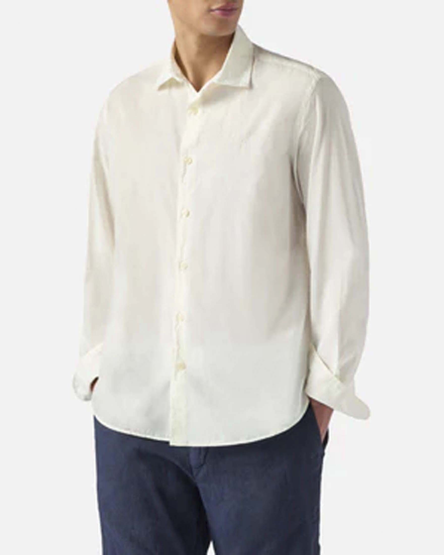 Camicia color panna MC2 Saint Barth in mussola di puro cotone con collo alla francese