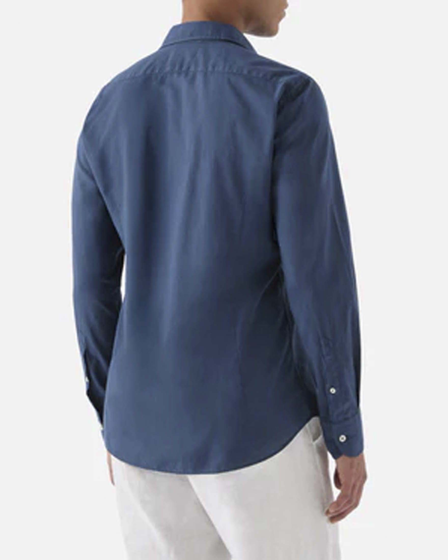 Camicia blu MC2 Saint Barth in mussola di puro cotone con collo alla francese image