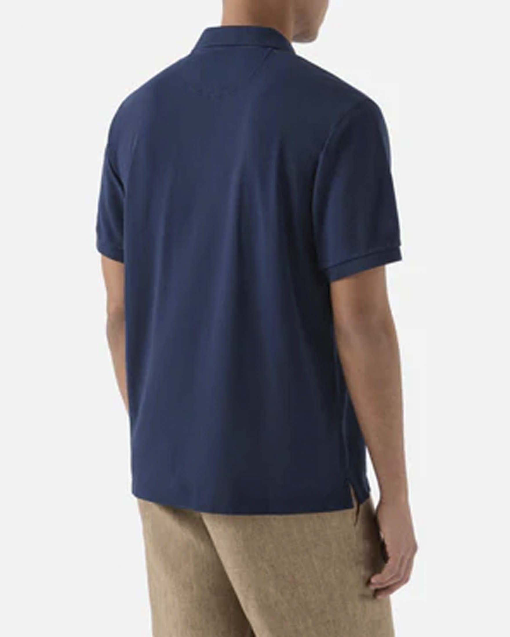 Polo Charles blu MC2 Saint Barth in cotone stretch con colletto bowling image