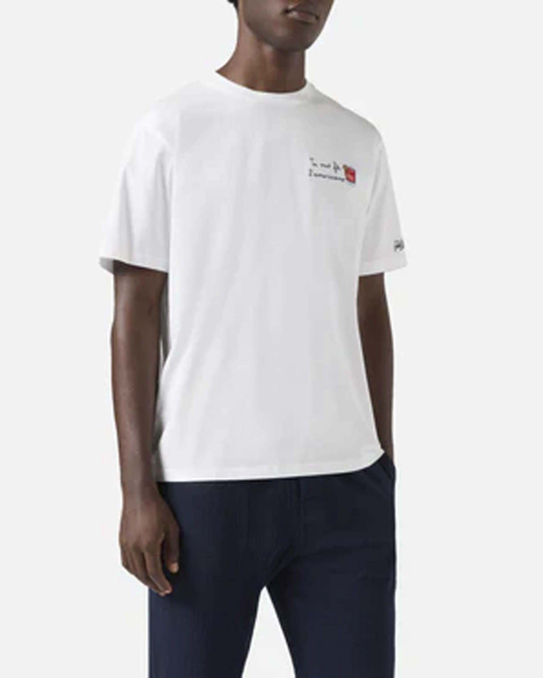 T-shirt bianca mezza manica con ricamo Tu Vuò Fà l'Americano sul petto