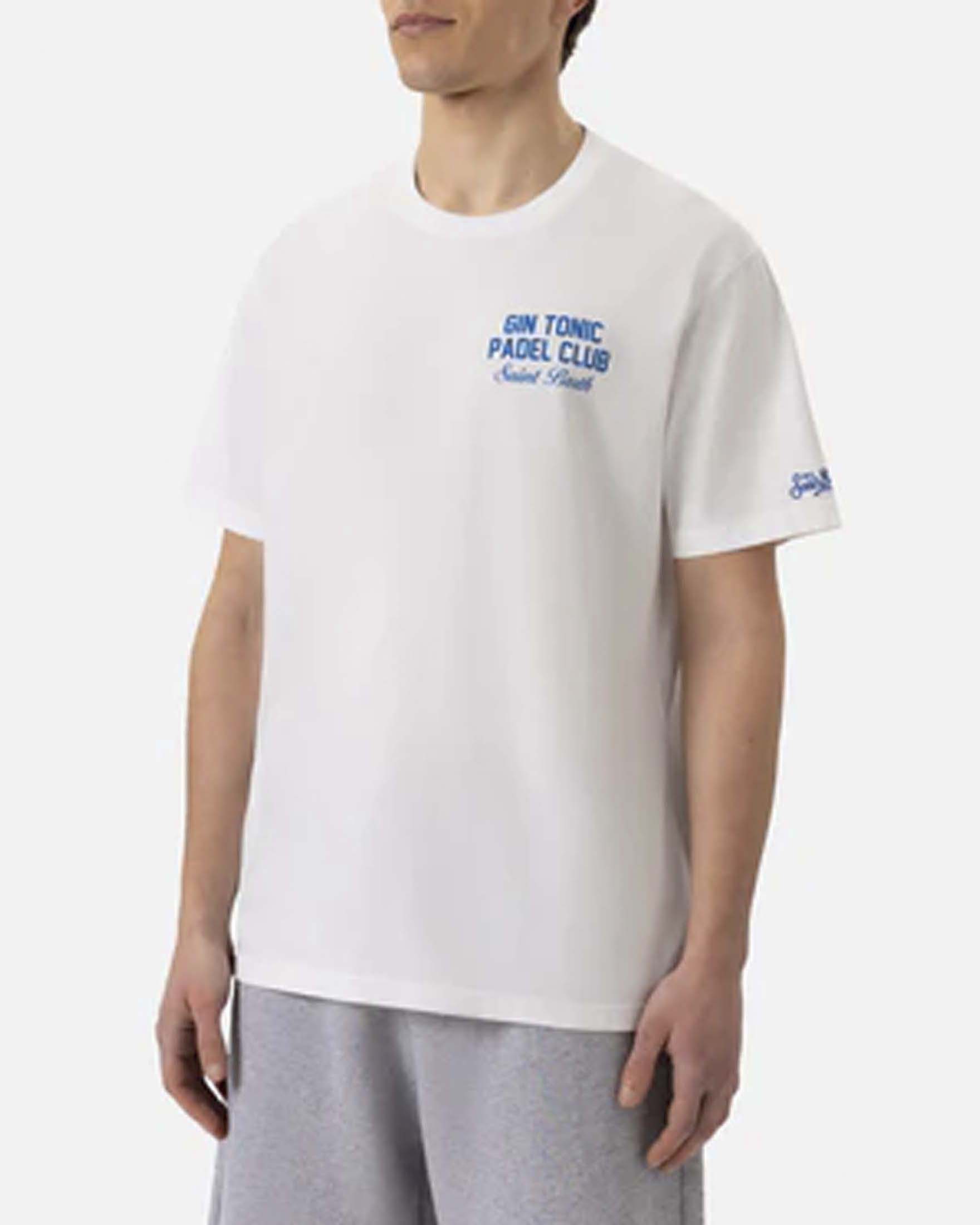 T-shirt bianca mezza manica con maxi stampa Gin Tonic Padel Club sul retro