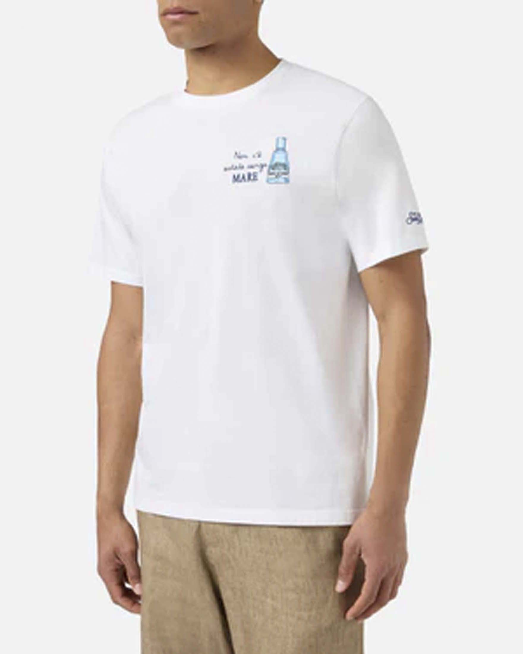 T-shirt bianca mezza manica con ricamo Gin Mare sul petto