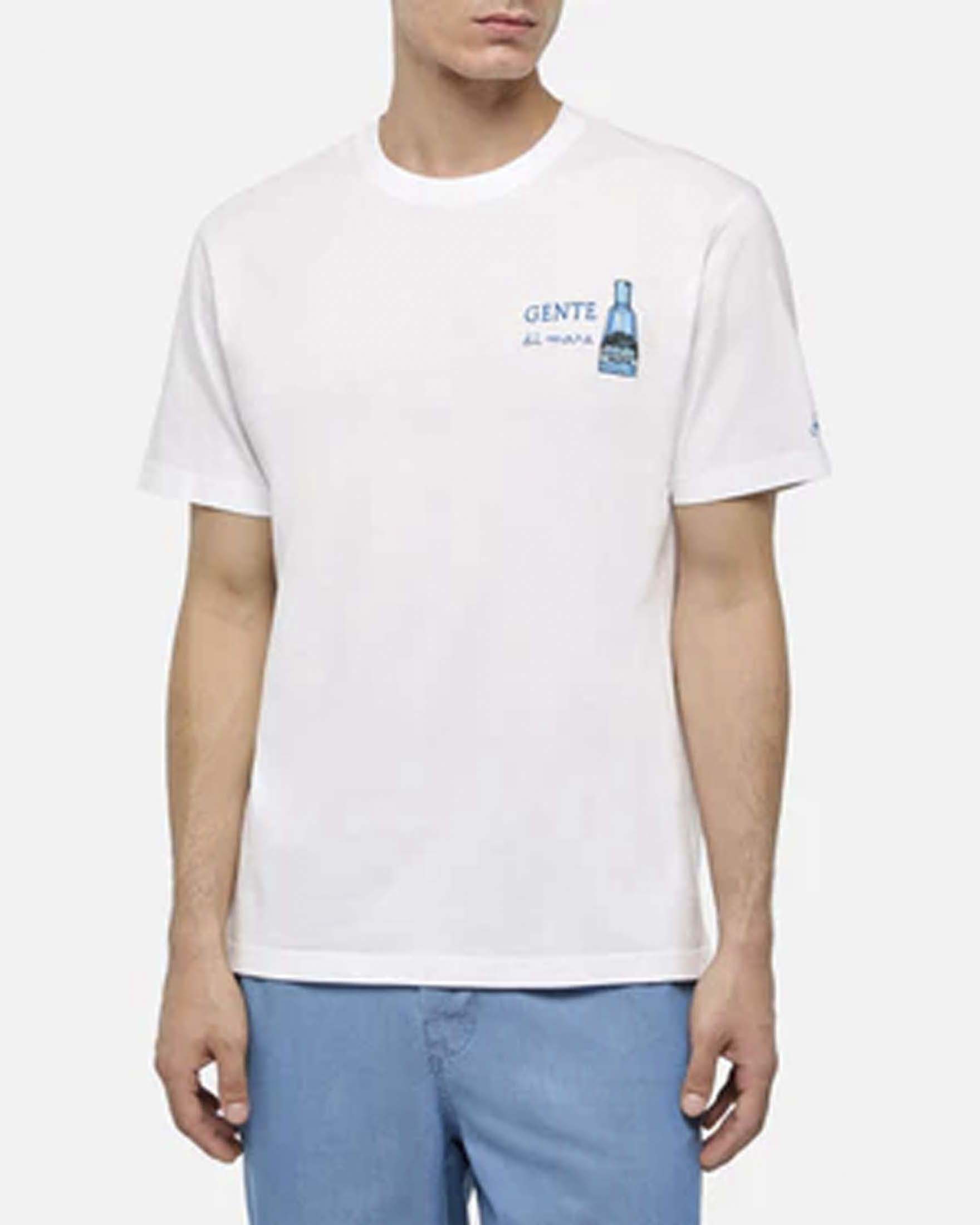 T-shirt bianca mezza manica con ricamo Gente di Mare sul petto