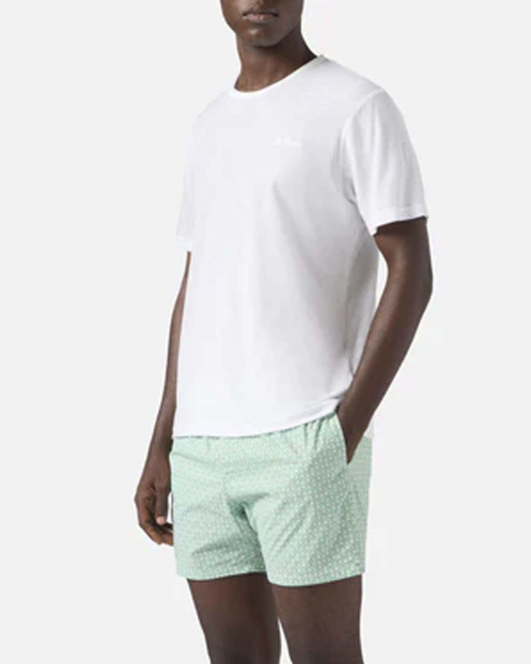 T-shirt mezza manica bianca in spugna di misto cotone con ricamo logo sul petto