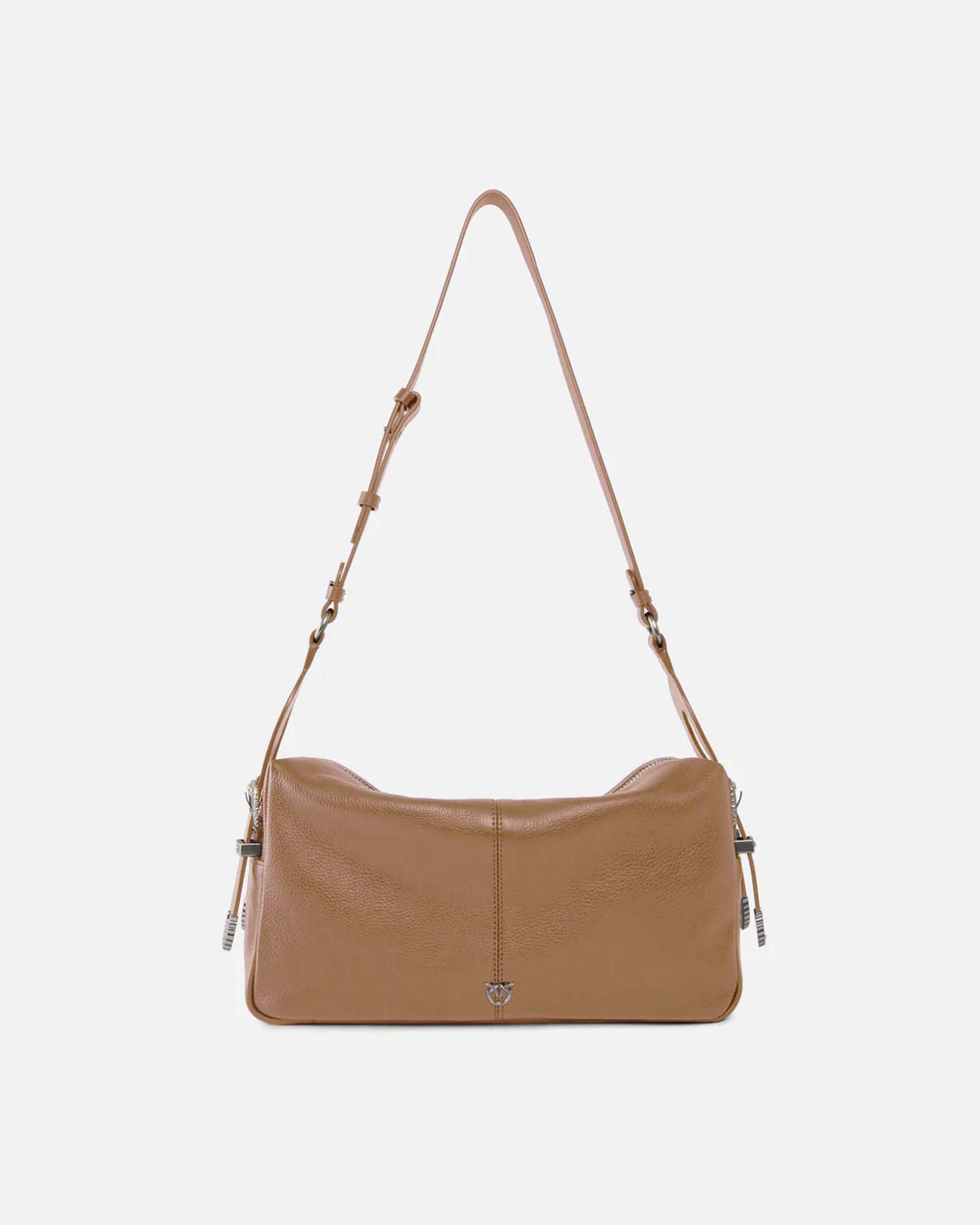 Borsa a spalla Keeper Bag Pinko color cuoio realizzata in pelle dallo stile western