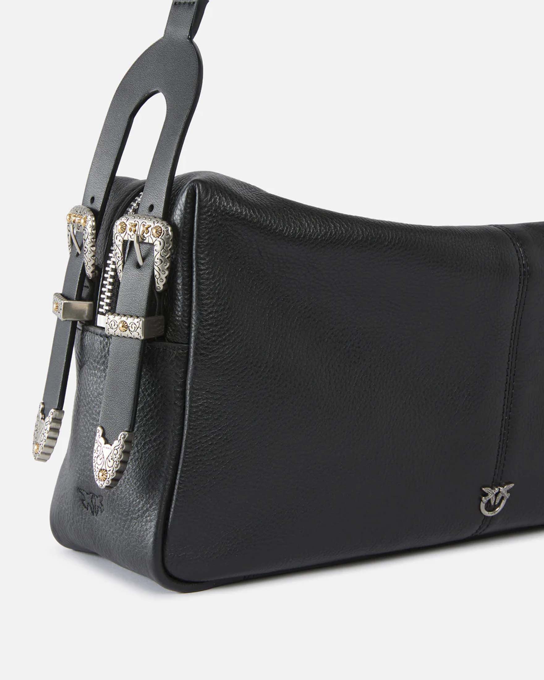 Borsa a spalla Keeper Bag Pinko nero realizzata in pelle dallo stile western image