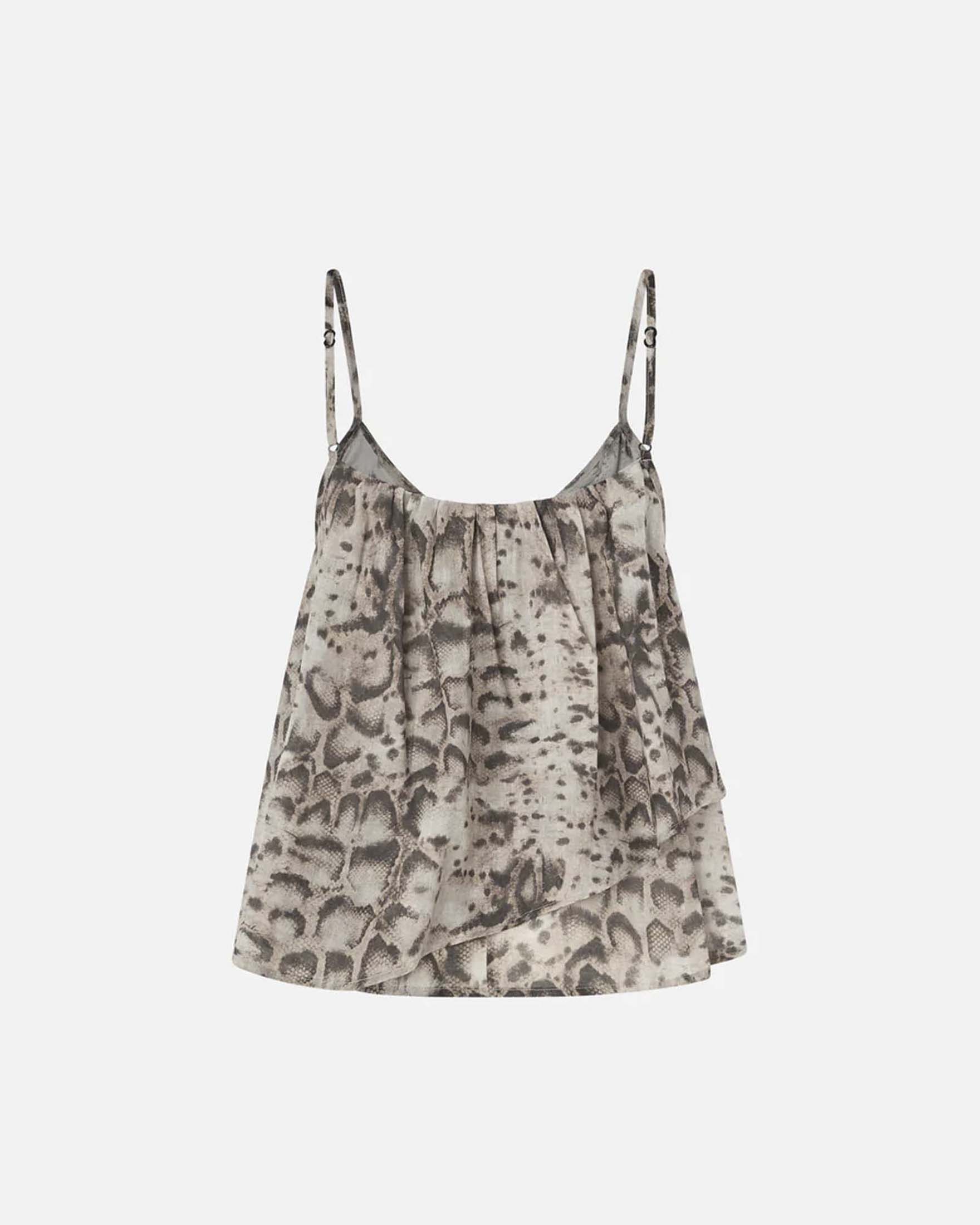 Top leggero Pinko in mussola di cotone con stampa pitonata  e spalline sottili