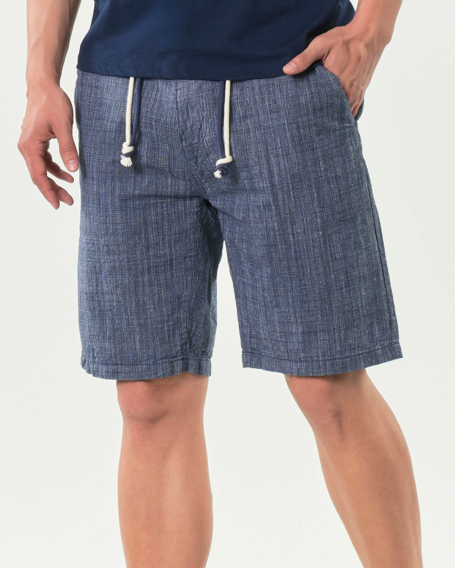Bermuda A.F.F. blu in cotone fiammato con coulisse in vita image